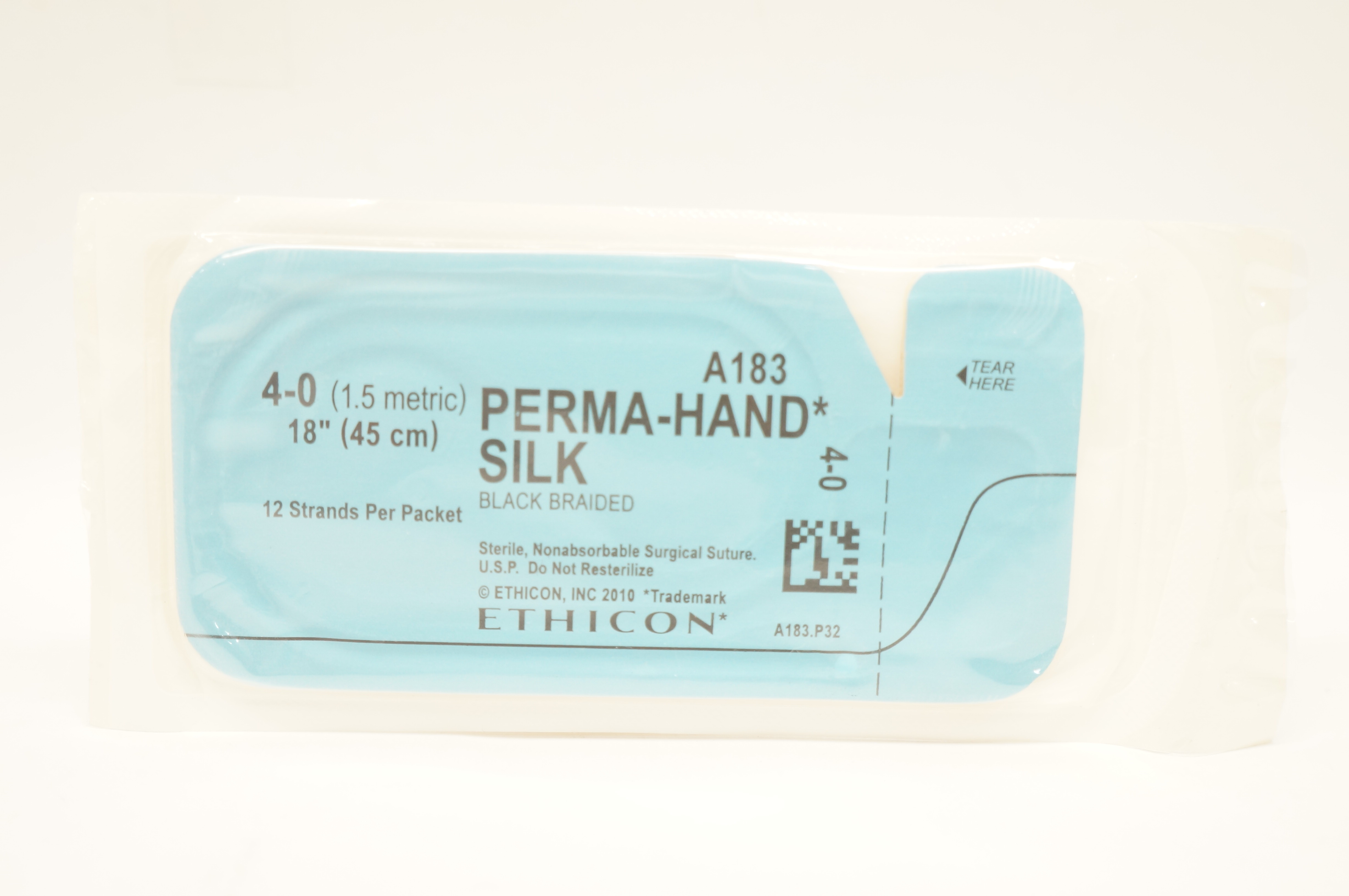 Ethicon A183 4-0 Perma-Hand Silk Surgical Stre Black Braided 18 inch (x)
