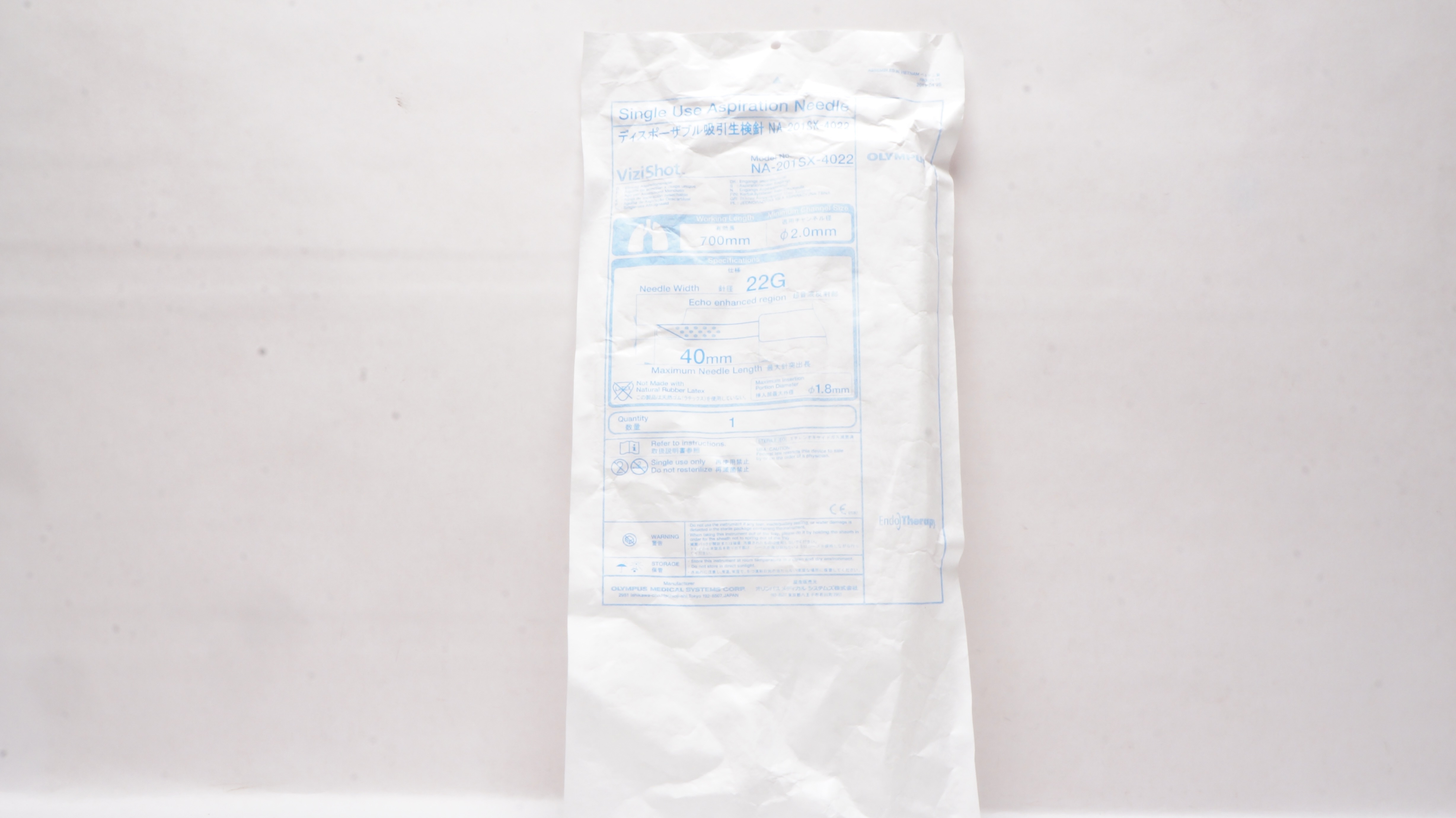 Olympus NA-201SX-4022 ViziShot Aspiration Ndle 22G x 40mm x 700mm Diam. 2.0mm(x)