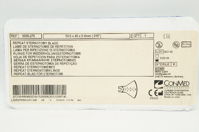 ConMed 5059-279 Repeat Sternotomy Blade 54.6 x 40 x 0.4mm (x)