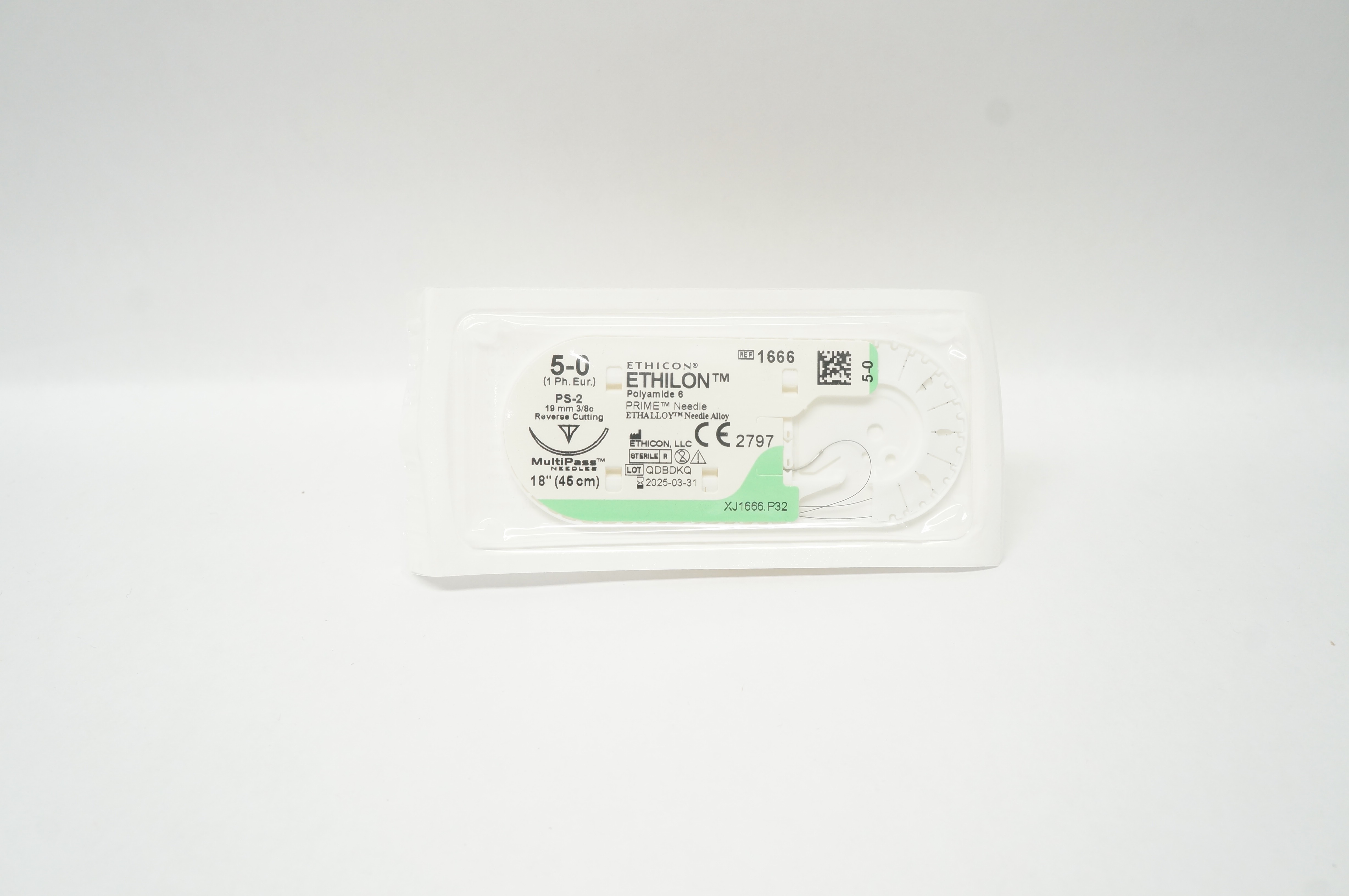 Ethicon 1666 5-0 Ethilon Polyamide 6 Stre PS-2 19mm 3/8c Reverse Cutting 18inch