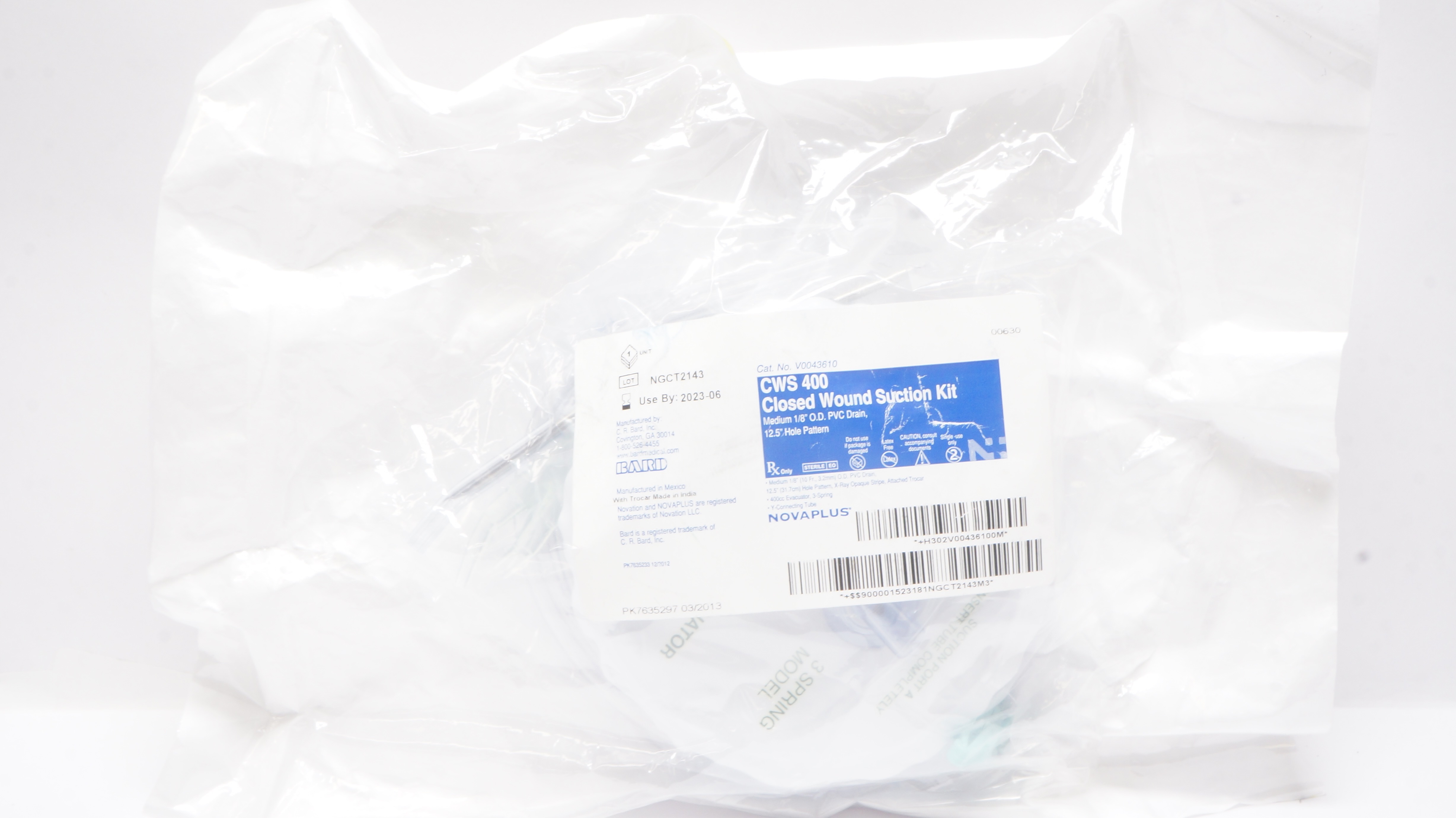 Bard V0043610 Novaplus CWS 400 Closed Wound Suction Kit (x)