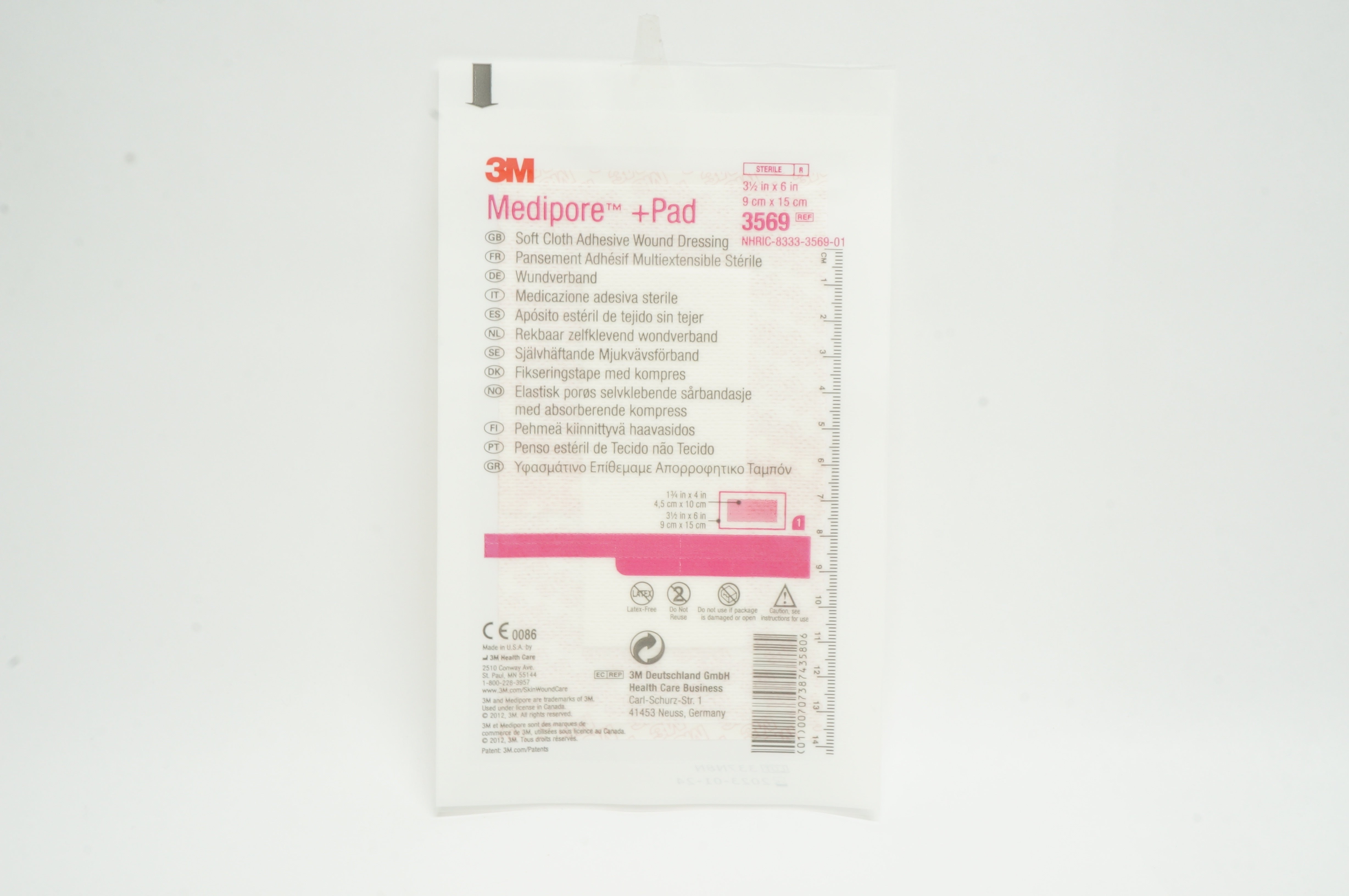 3M 3569 Medipore + Pad, Soft Cloth Adhesive Wound Dressing 3-1/2inch x 6inch
