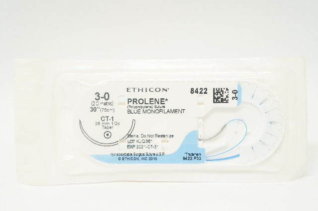 Ethicon 8422 3-0 Prolene Blue Monofilament CT-1 36mm 1/2c Taper, 30inch (x)
