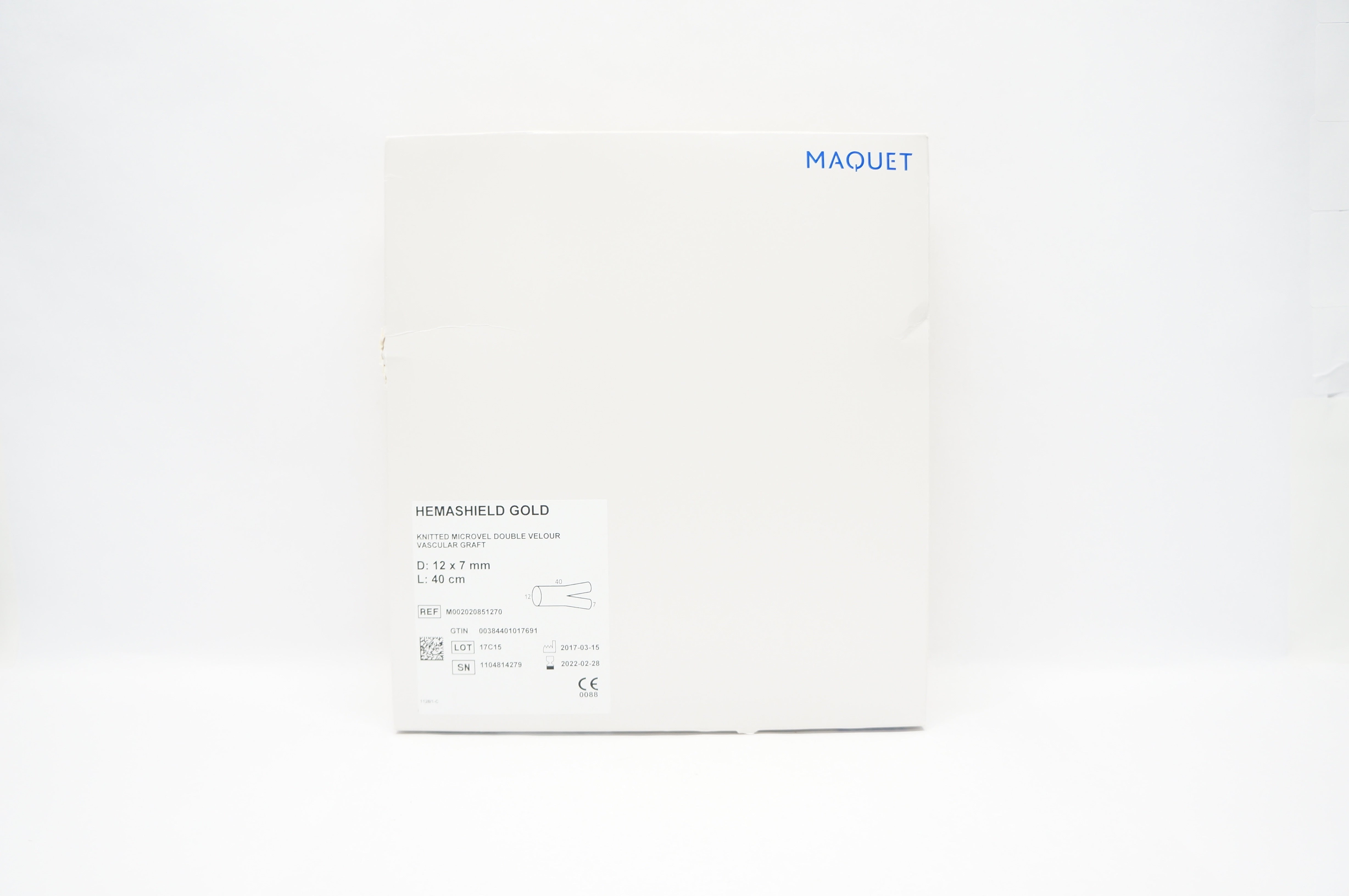 Maquet M002020851270 Microvel Double Velour Vascular Graft 12 x 7mm x 40cm (x)