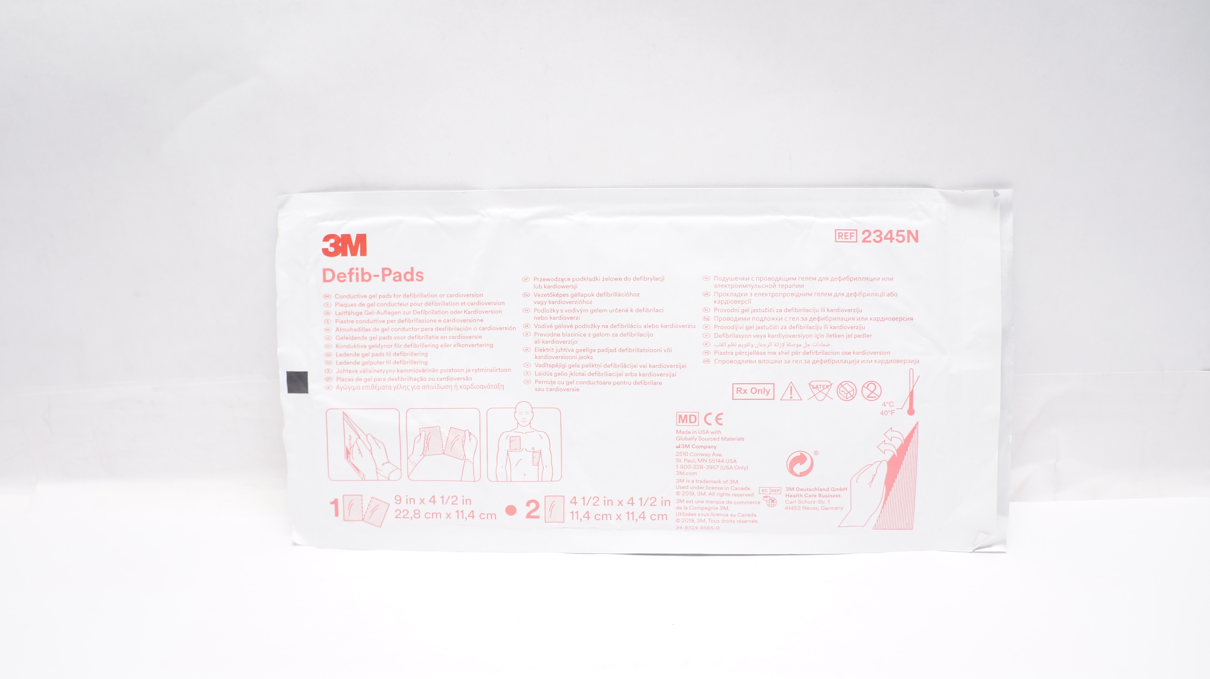 Turbopad 3m 3M 2345N Defib-Pads Conductive Gel Pads 9inch x 4-1/2inch, 4-1/2 x 4-1 ...