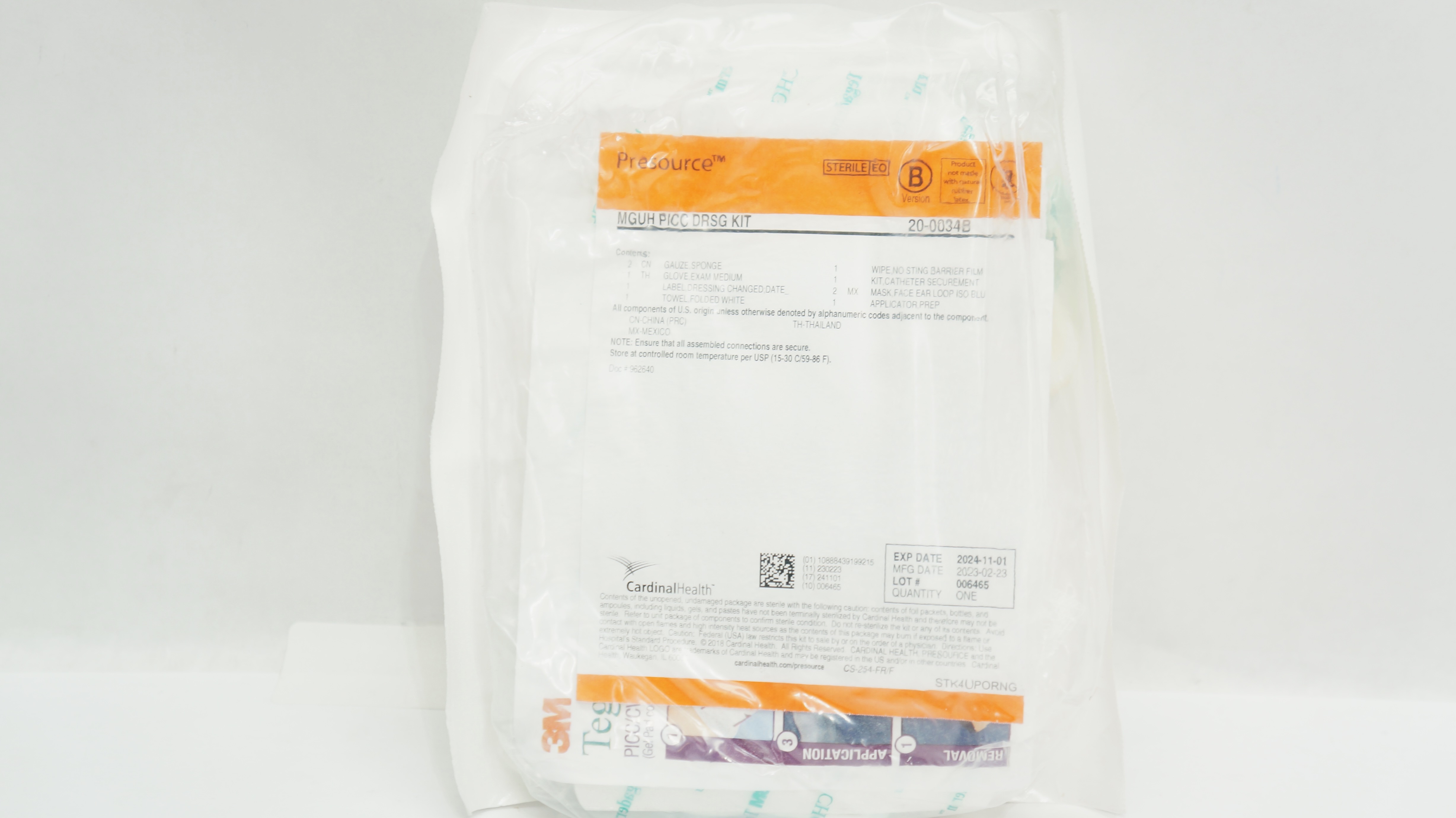 Cardinal Health 20-0034B Presource MGUH PICC DRSG Kit
