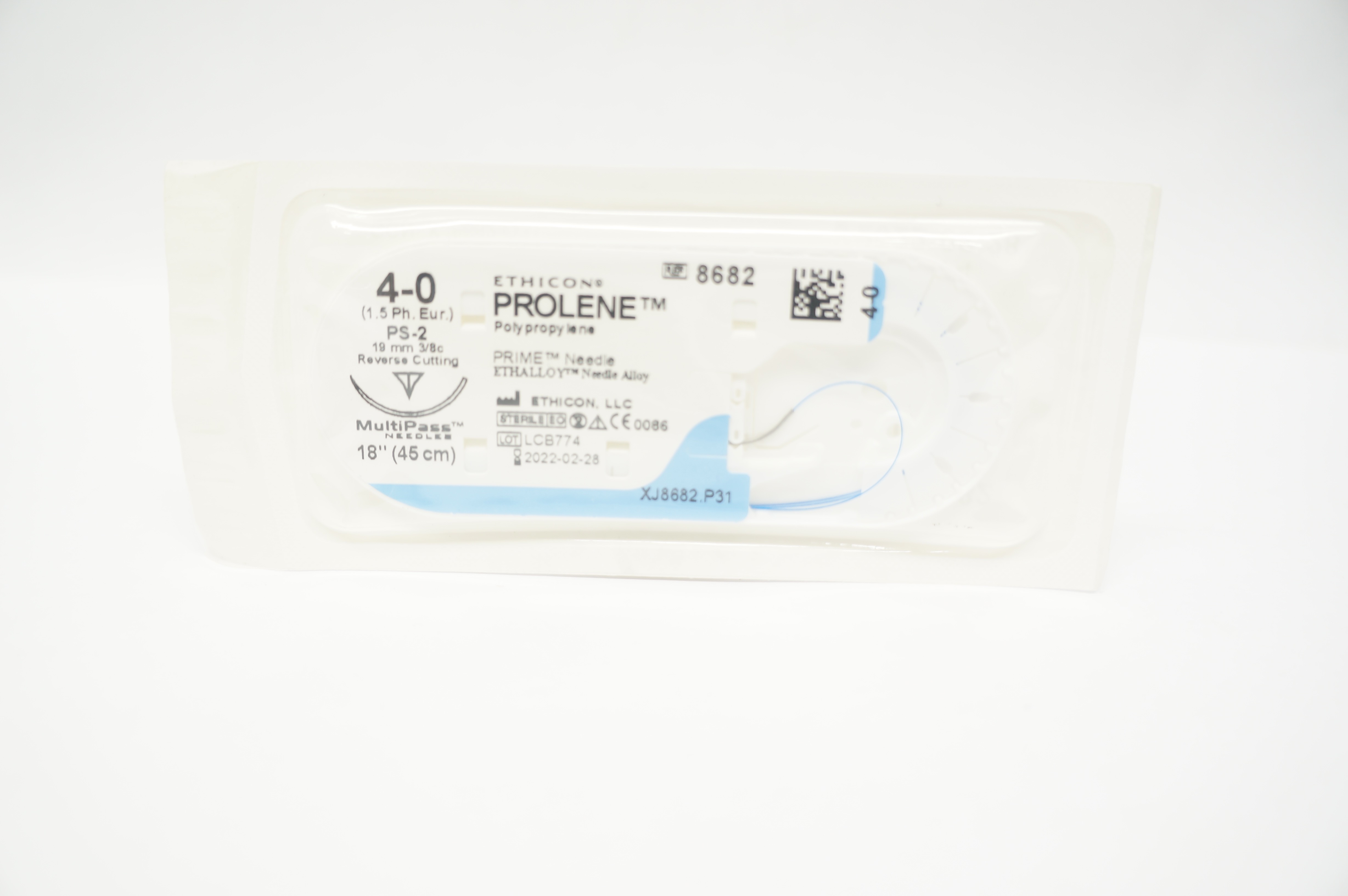 Ethicon 8682 4-0 Prolene Polypropylene Stre Mono Blu PS-2 18inch (x)