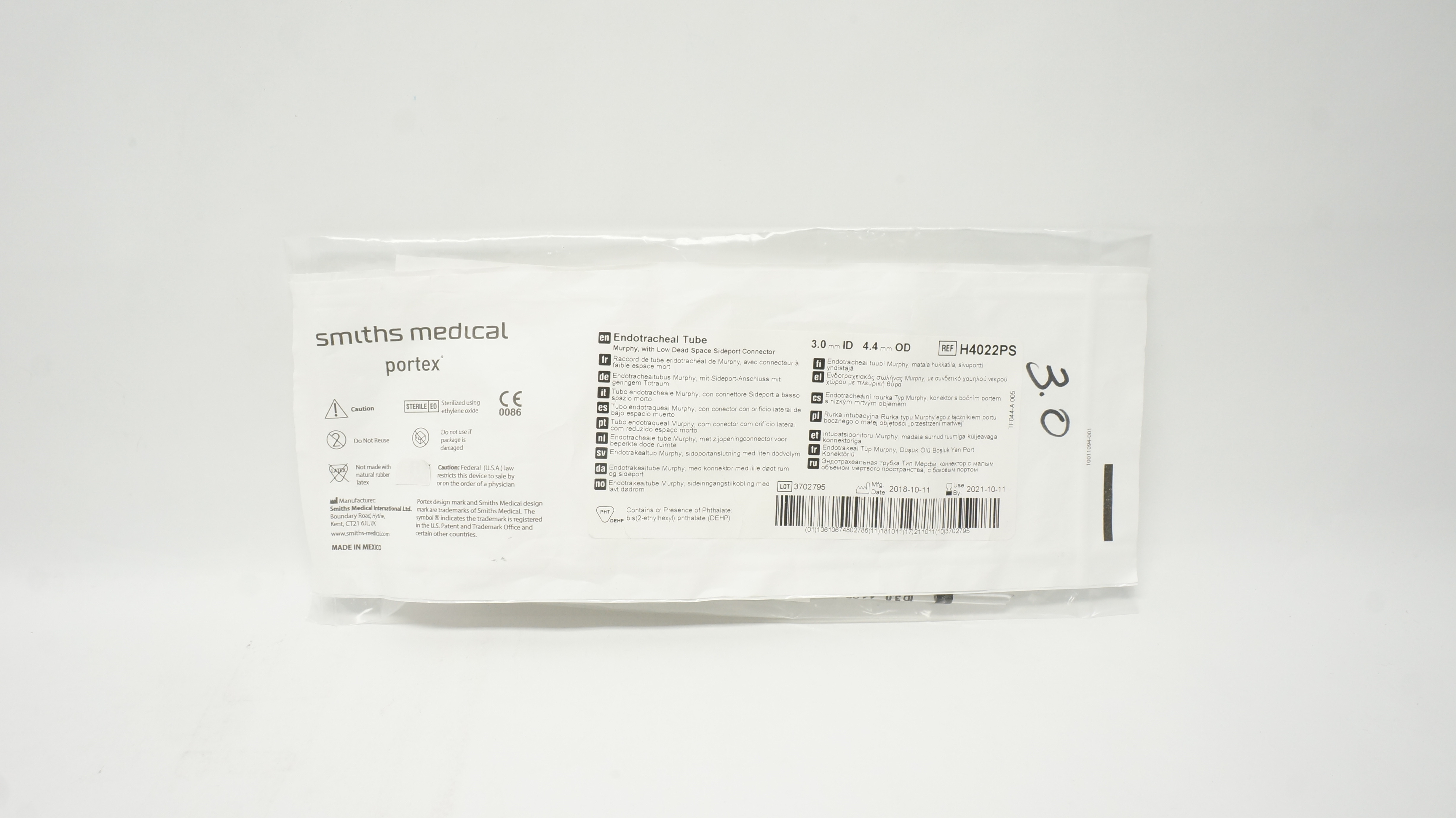 Smiths Medical H4022PS Portex Endotracheal Tube Murphy, 3.0 mm ID x 4.4 mm OD(x)