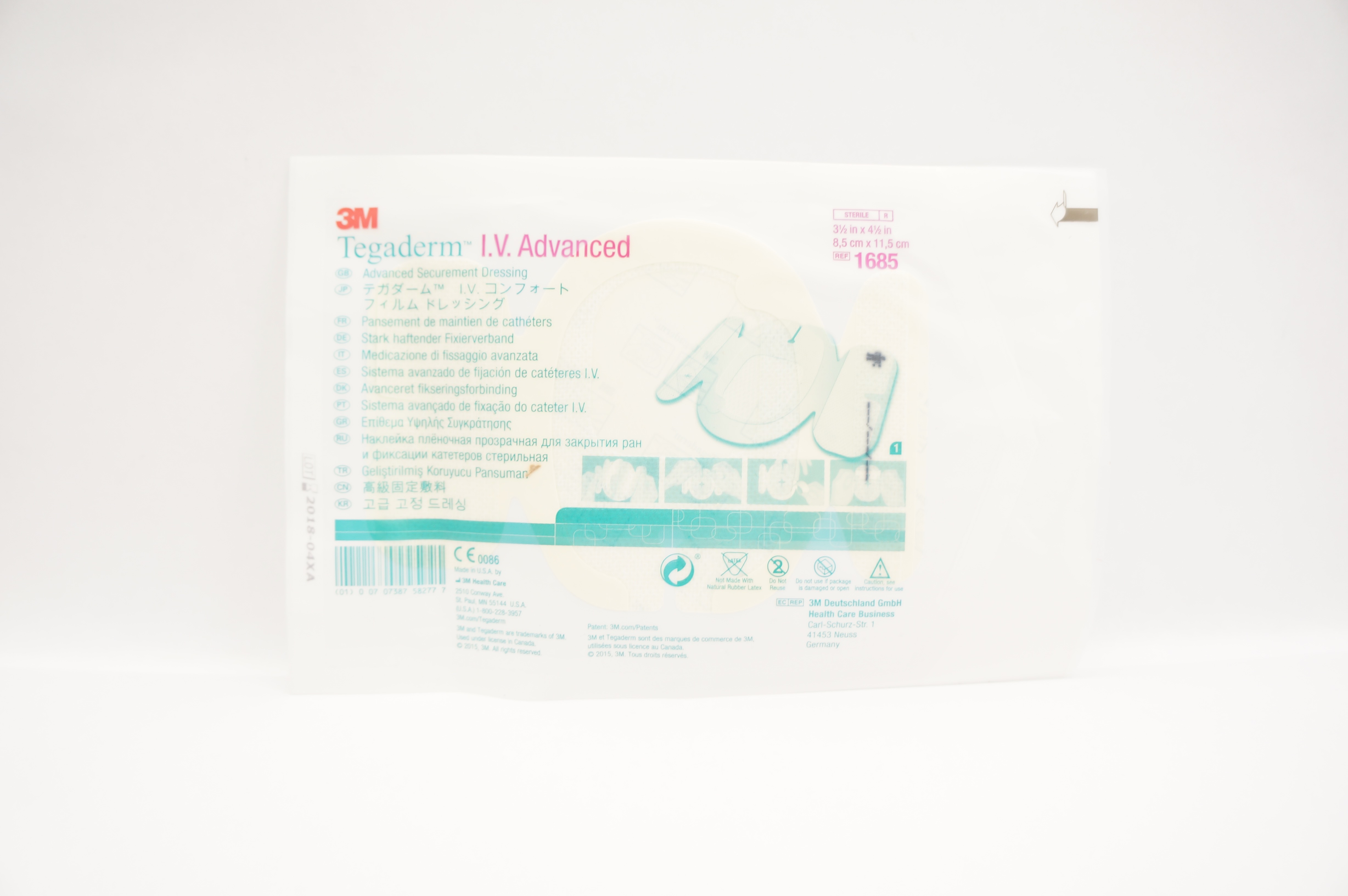 3M 1685 Tegaderm I.V. Advanced Securement Dressing 3-1/2 x 4 1/2 inch (x)