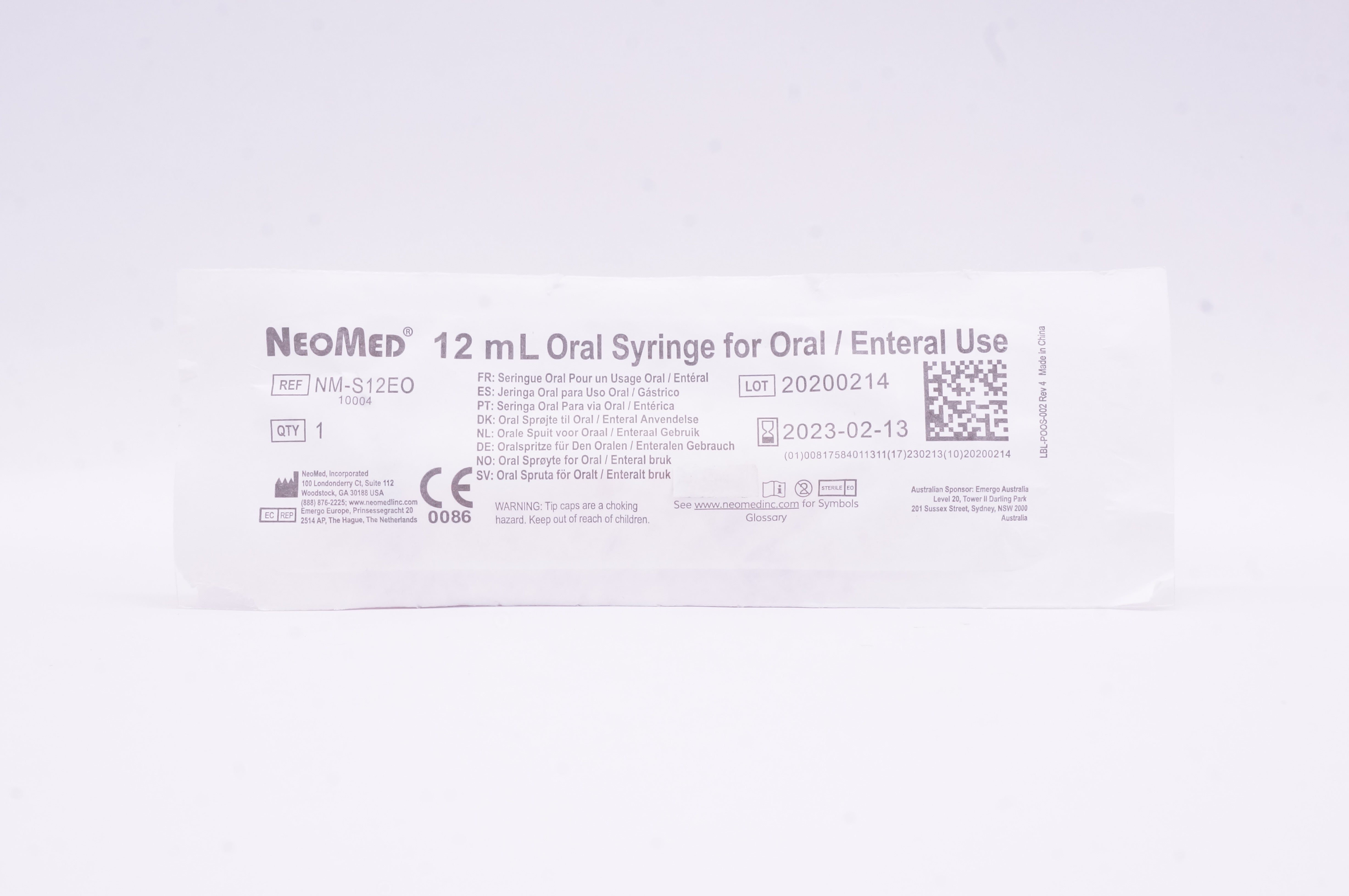 NeoMed NM-S12EO Oral Syringe for Oral / Enteral Use 12ml