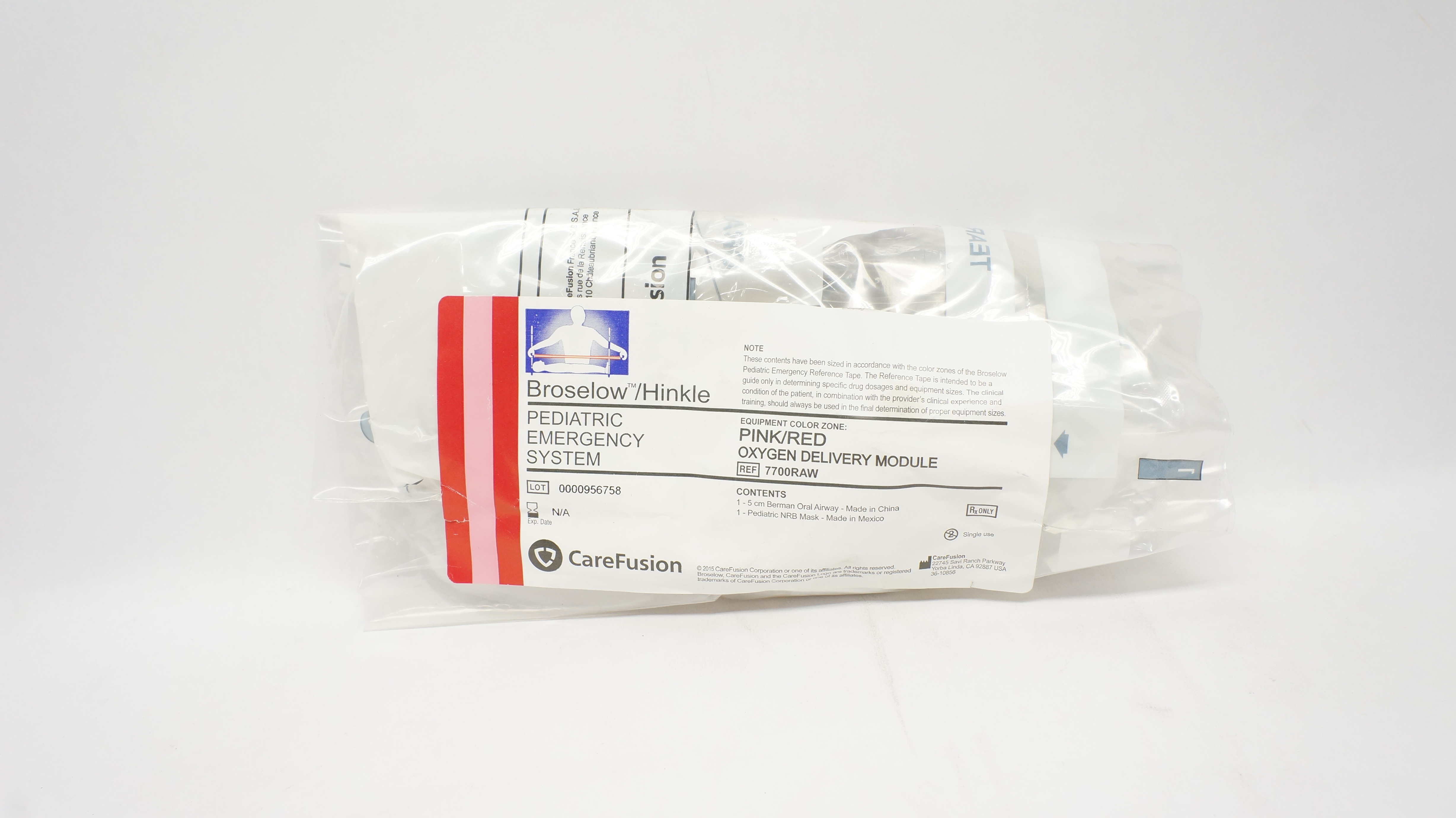 GE 7700RAW Broselow/Hinkle Oxygen Delivery Module Pink/Red