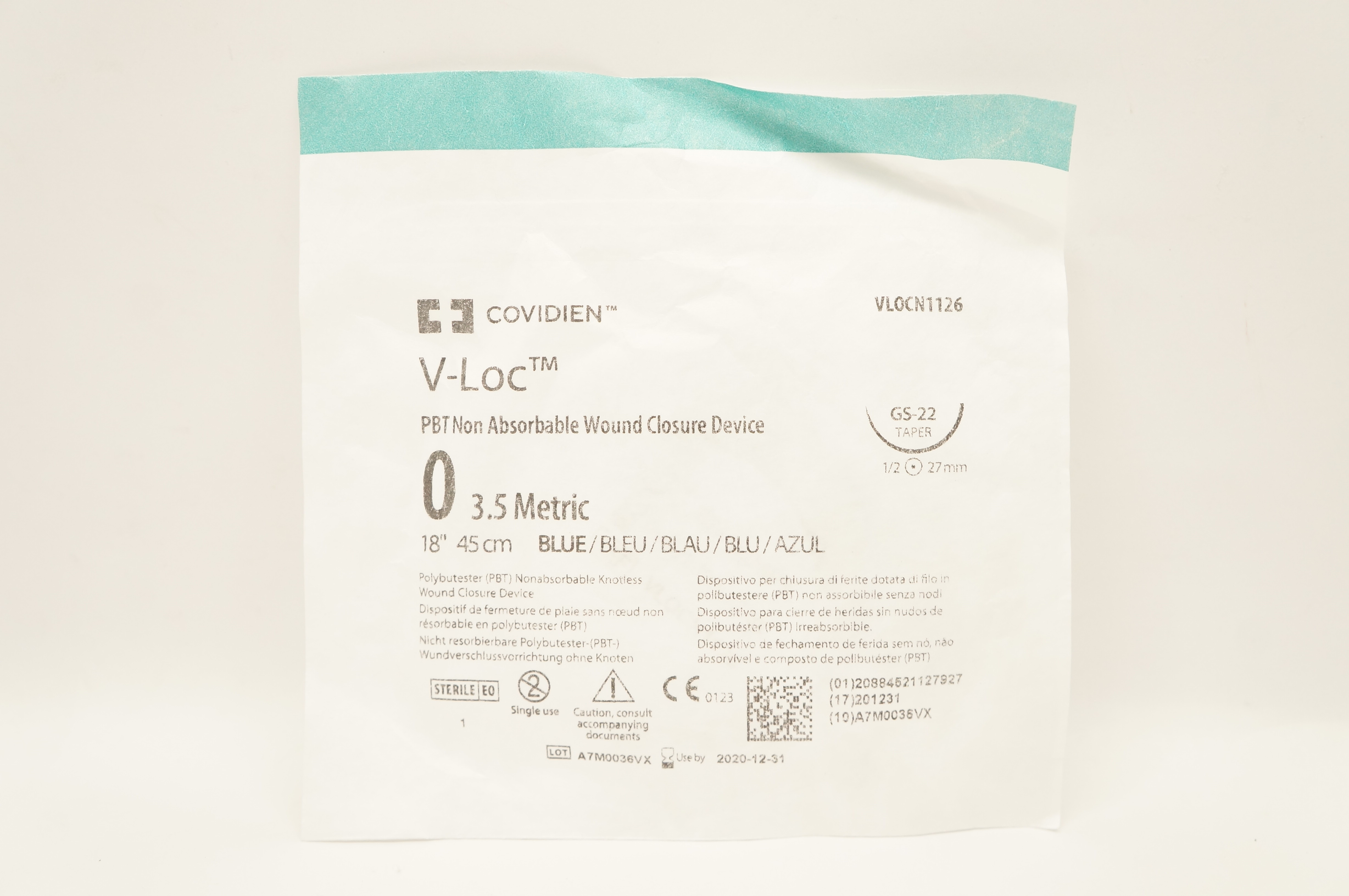 Covidien VLOCN1126 0 V-Loc GS-22 Taper 1/2 27mm, 18inch (x)