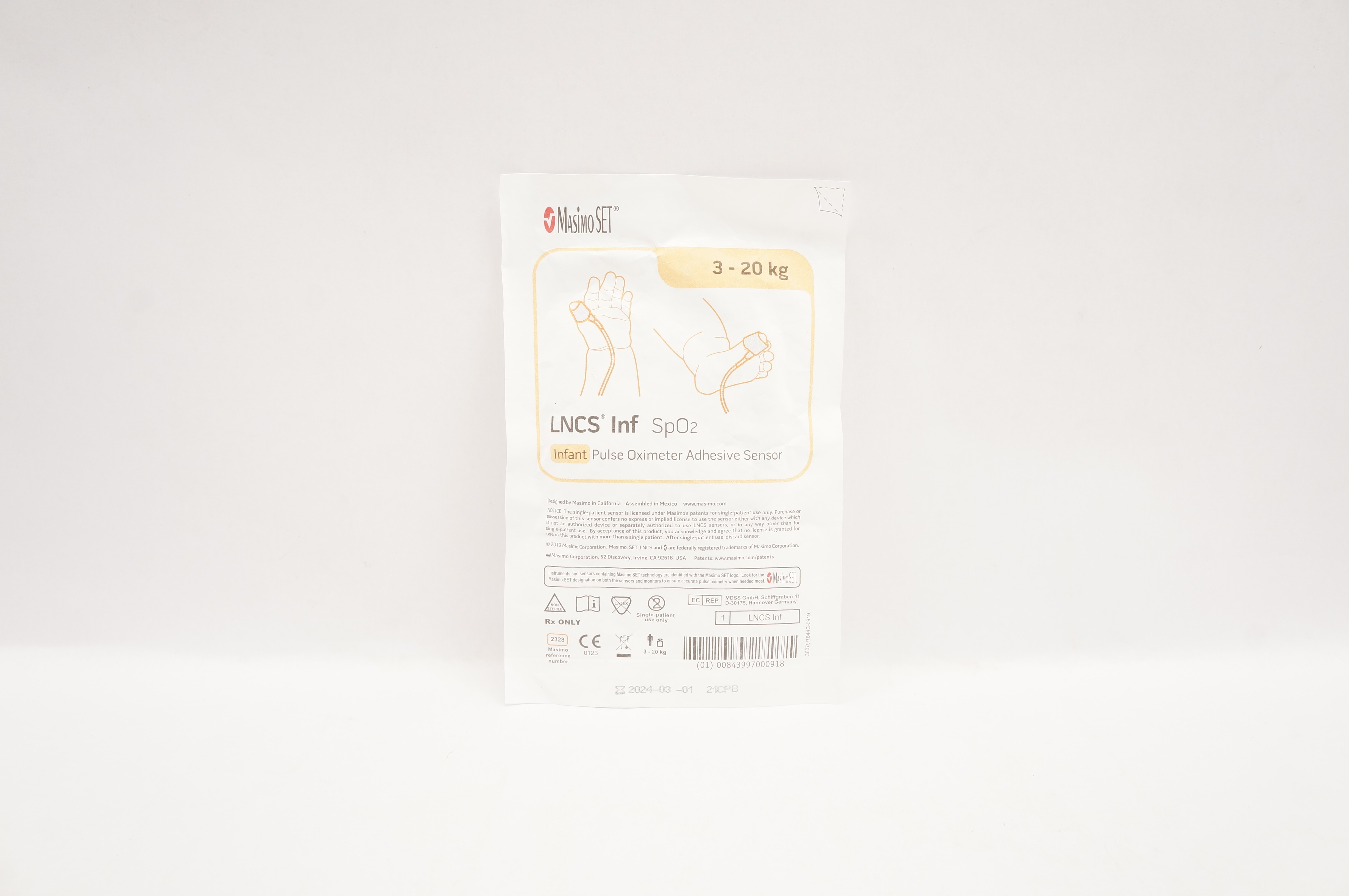 MasimoSet 2328 LNCS Infant SpO2 Pulse Oximeter Adhesive Sensor 3kg - 20kg