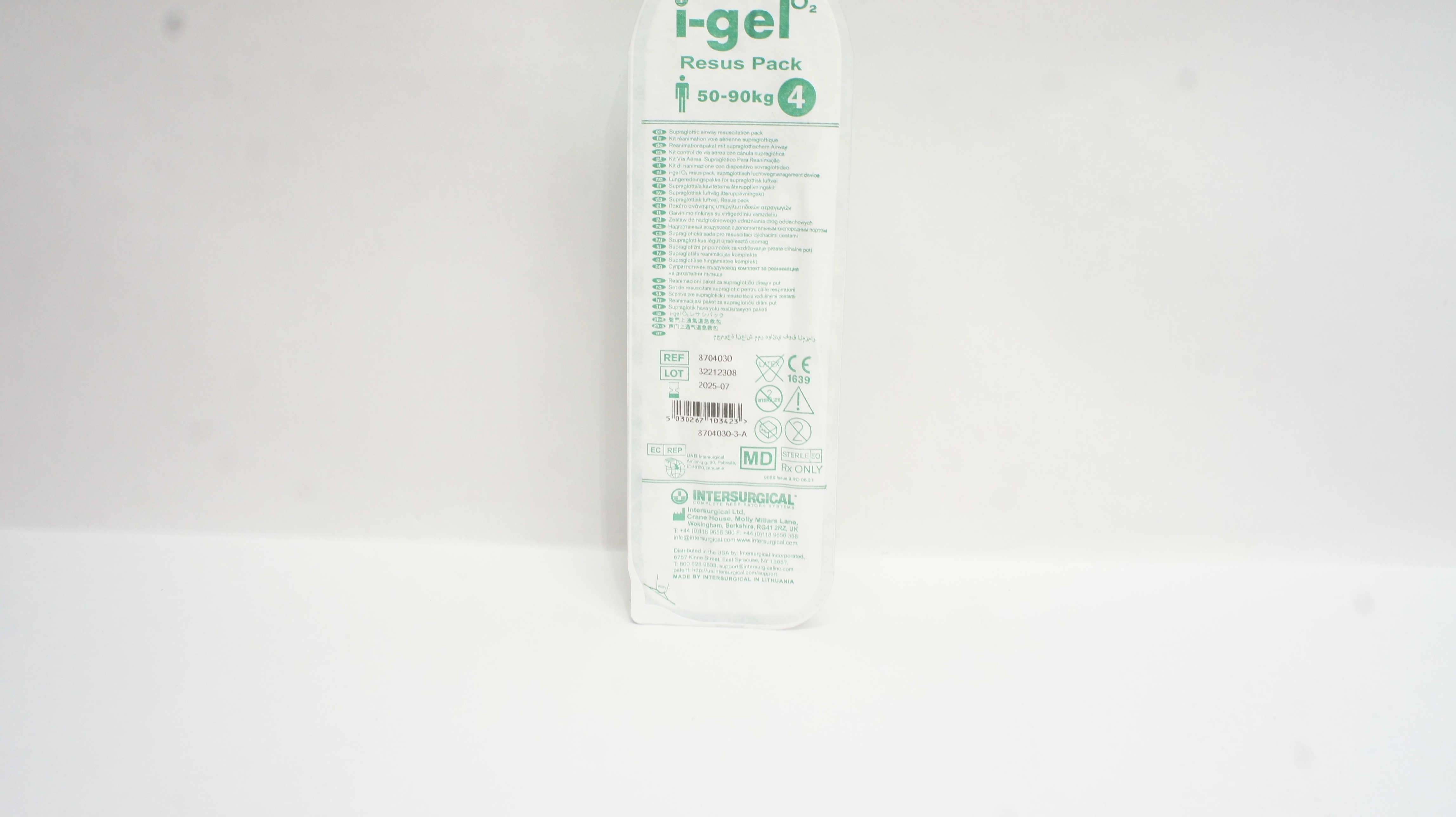 Intersurgical 8704030 i-gel Supraglottic Airway Resuscitation Pack, Size 4