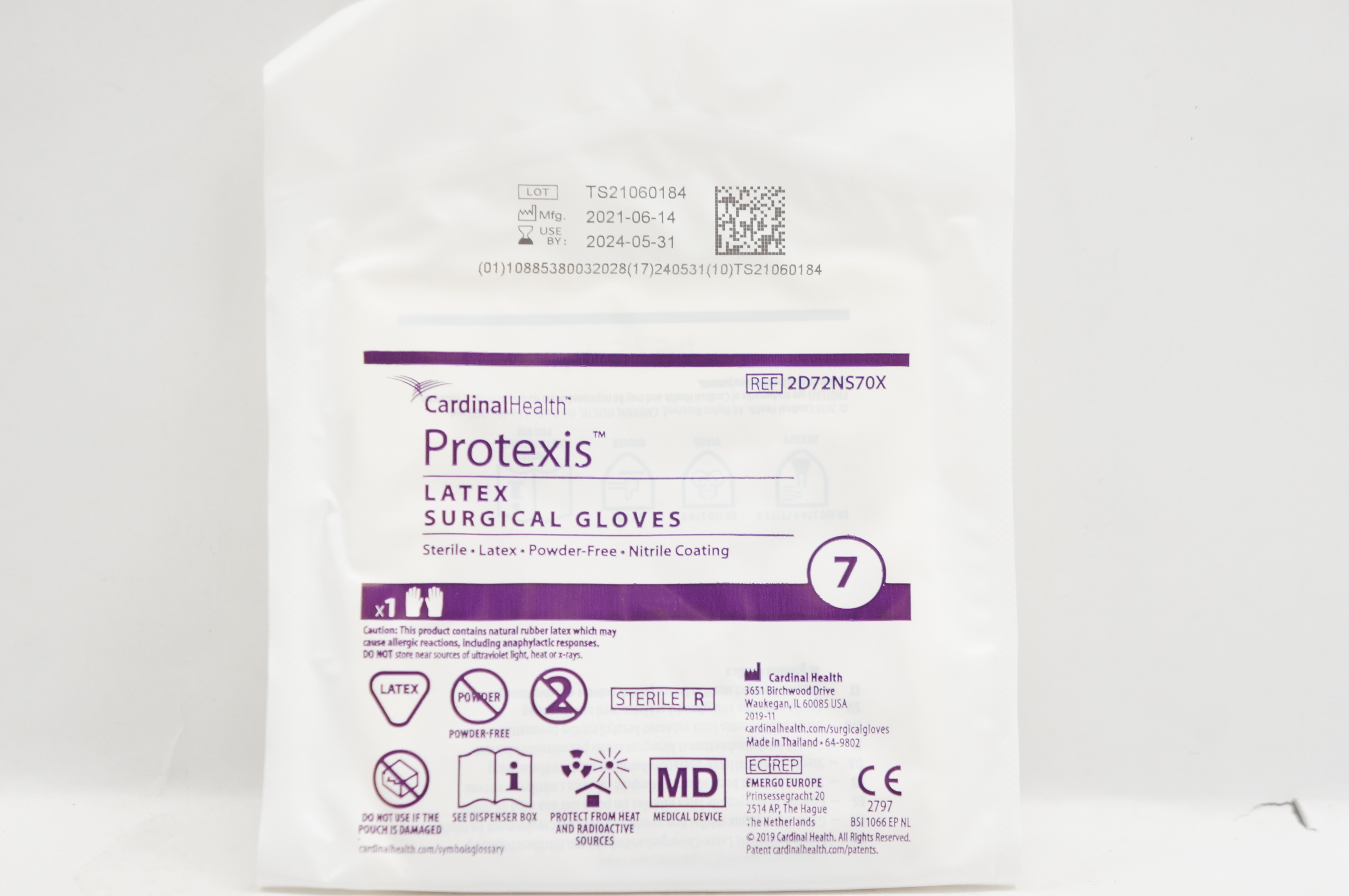 Cardinal Health 2D72NS70X Protexis Latex Sterile Powder-Free Surgical Gloves, 7