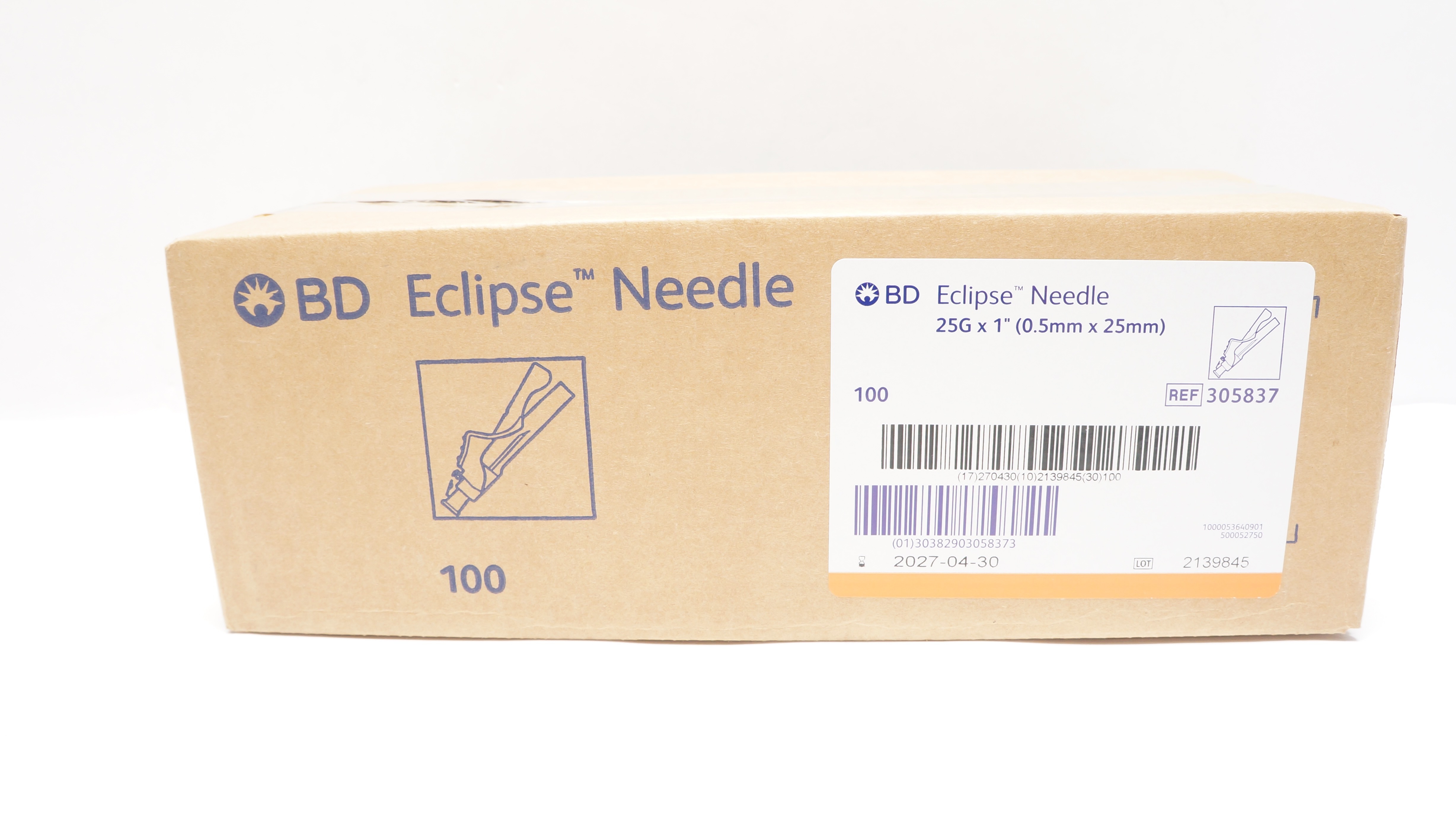 BD 305837 Eclipse  Ndle. 25G x 1inch - Case of 100
