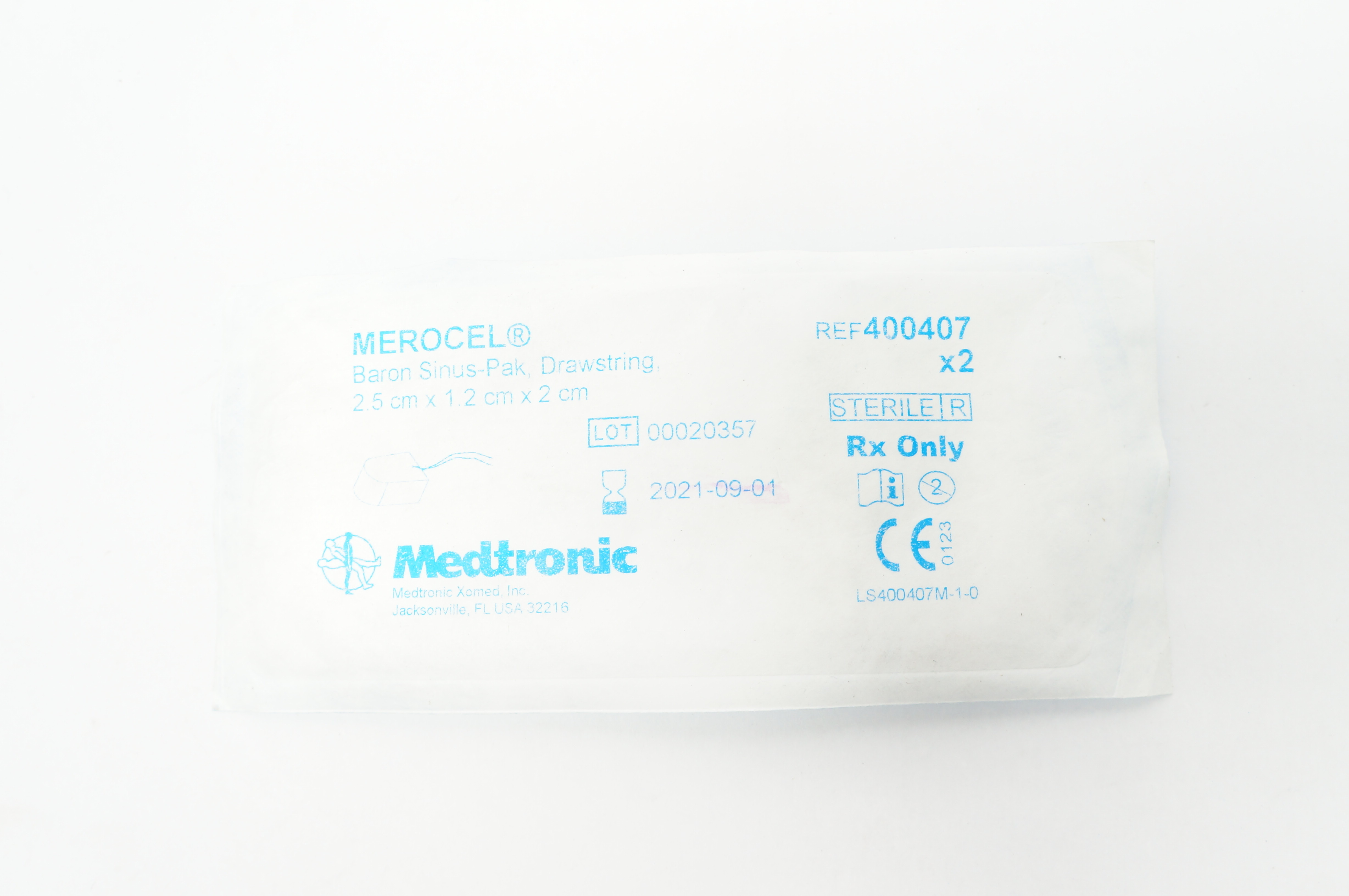 Medtronic 400407 MEROCEL Baron Sinus-Pak Drawstring 2.5 x 1.2 x 2cm-Pack of 2(x)