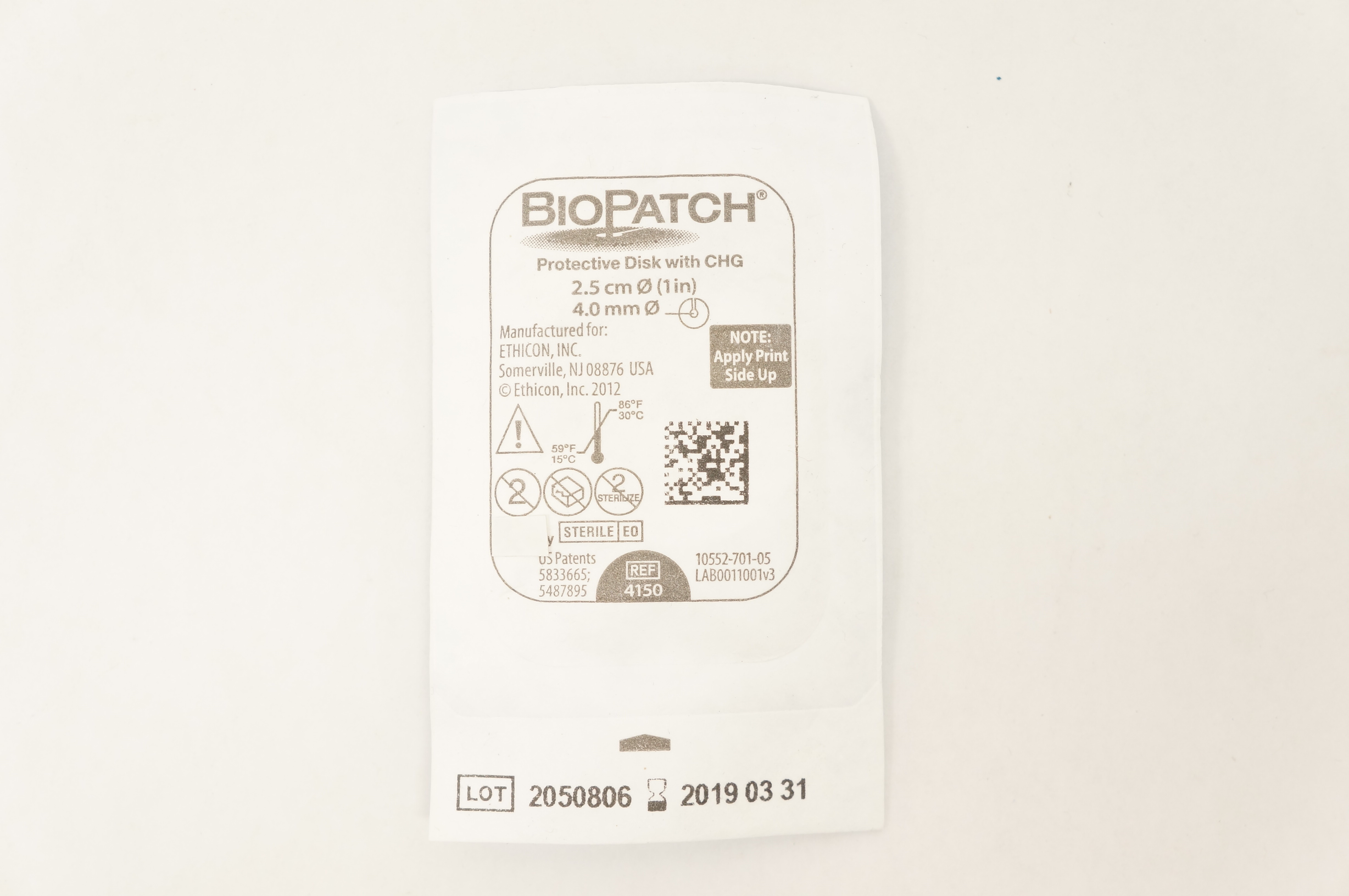 Ethicon 4150 BioPatch Protective Disk with CHG 1inch x 4.0mm (x)