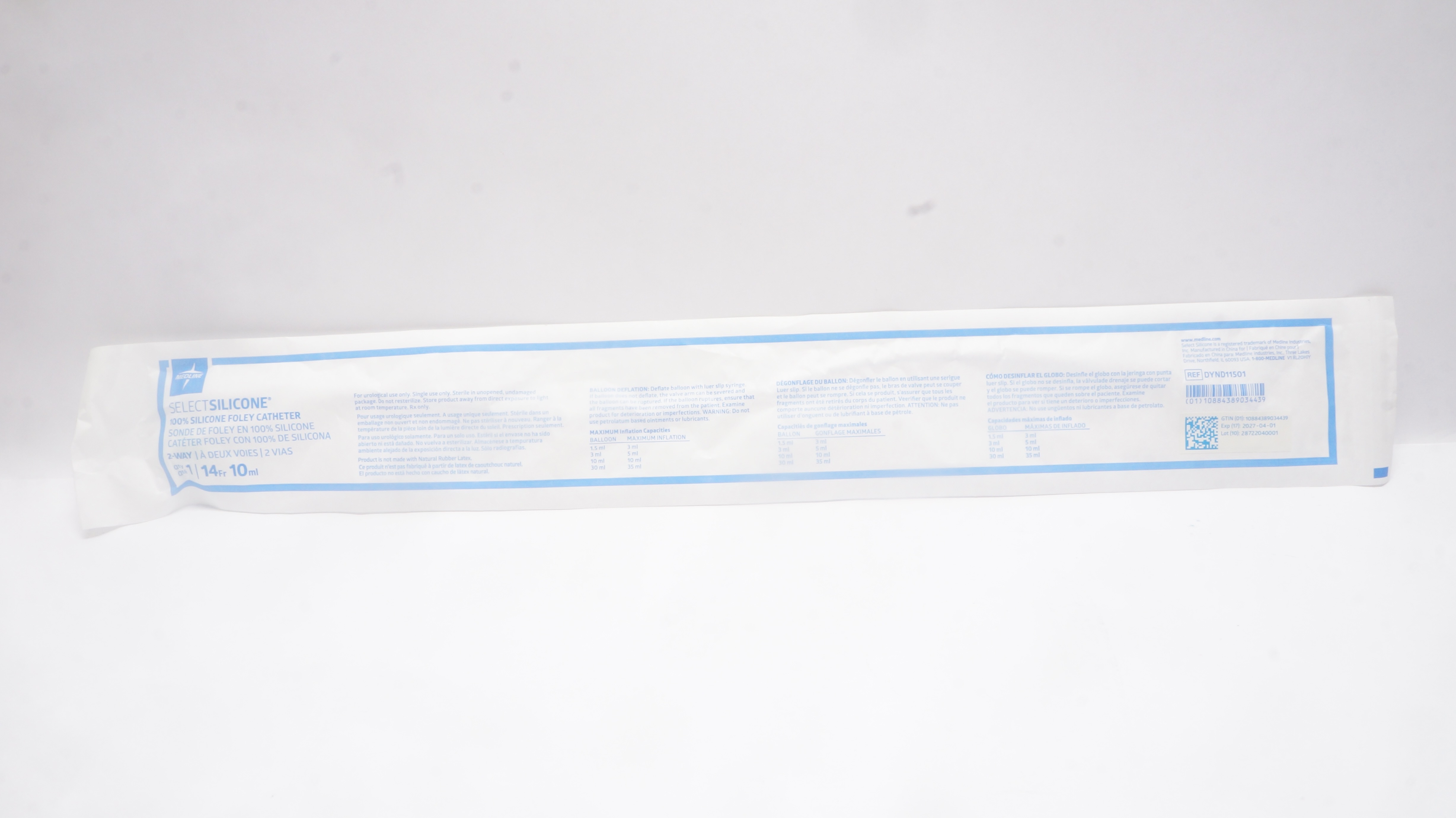 Medline DYND11501 Silicone Foley Cath. 14Fr.  10mL