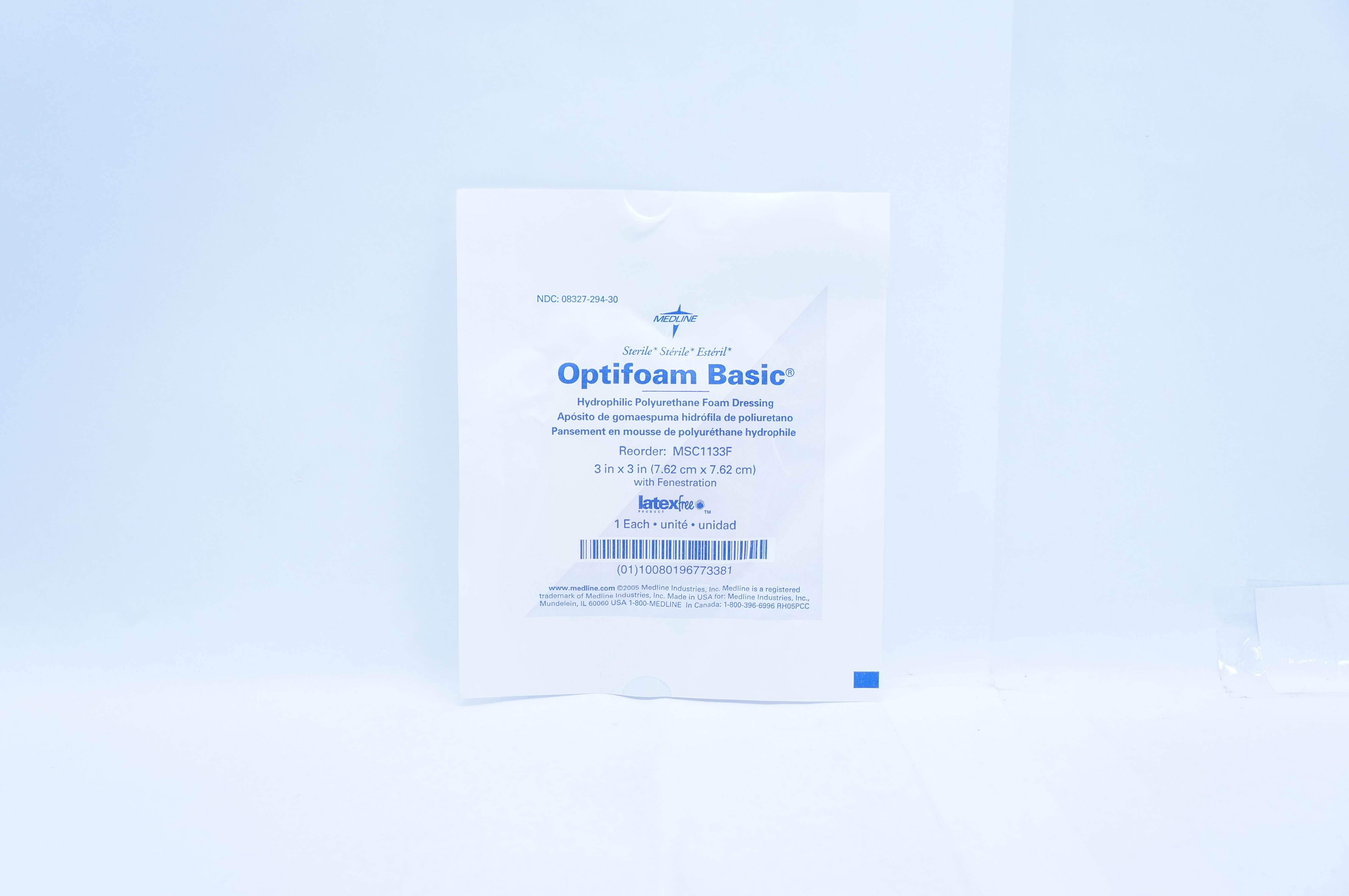 Medline MSC1133F Optifoam Basic Hydrophilic Polyurethane Foam Dressing ...