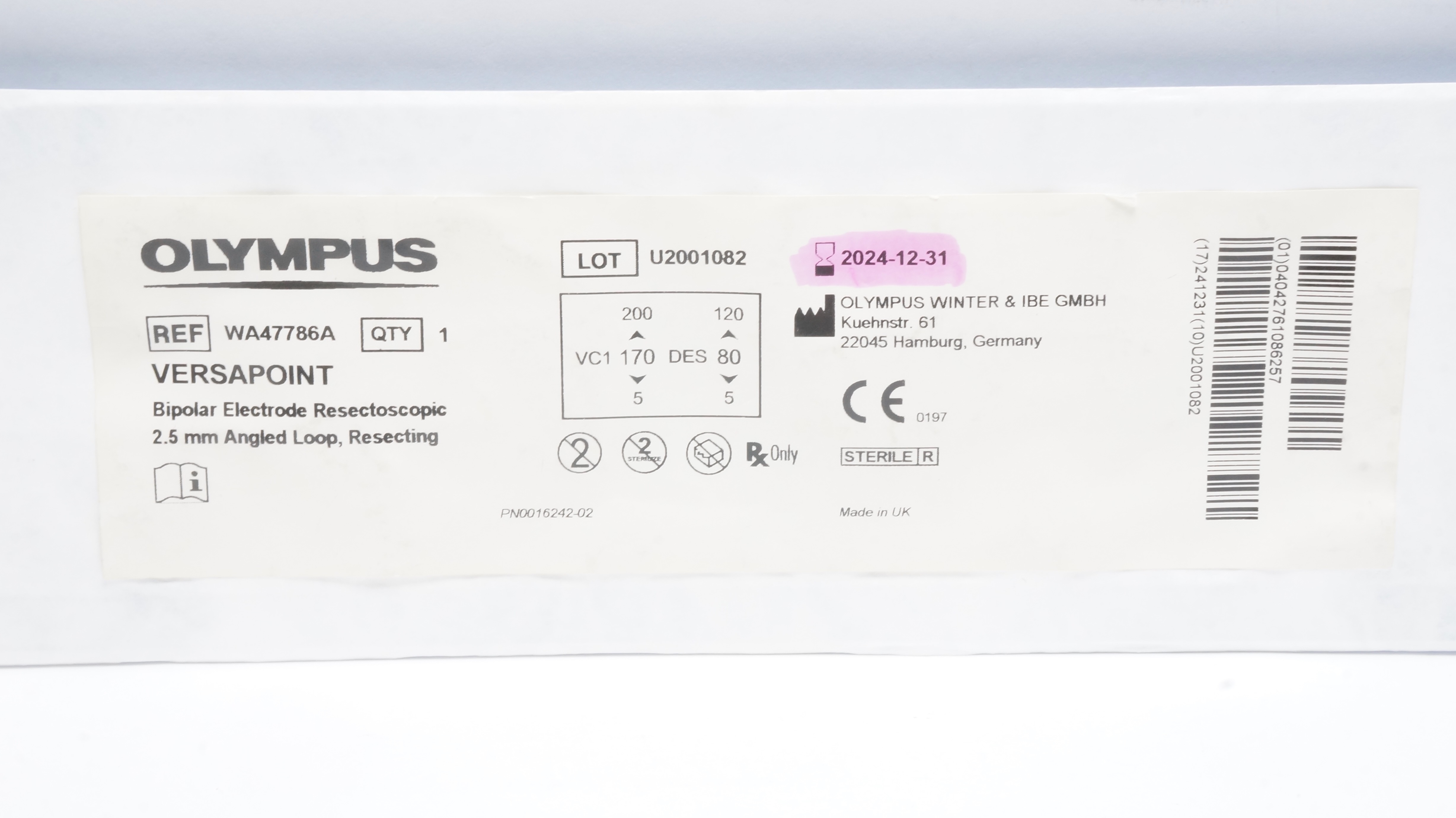 Olympus WA47786A Versapoint Bipolar Electrode Resectoscopic 2.5mm Angle Loop (x)