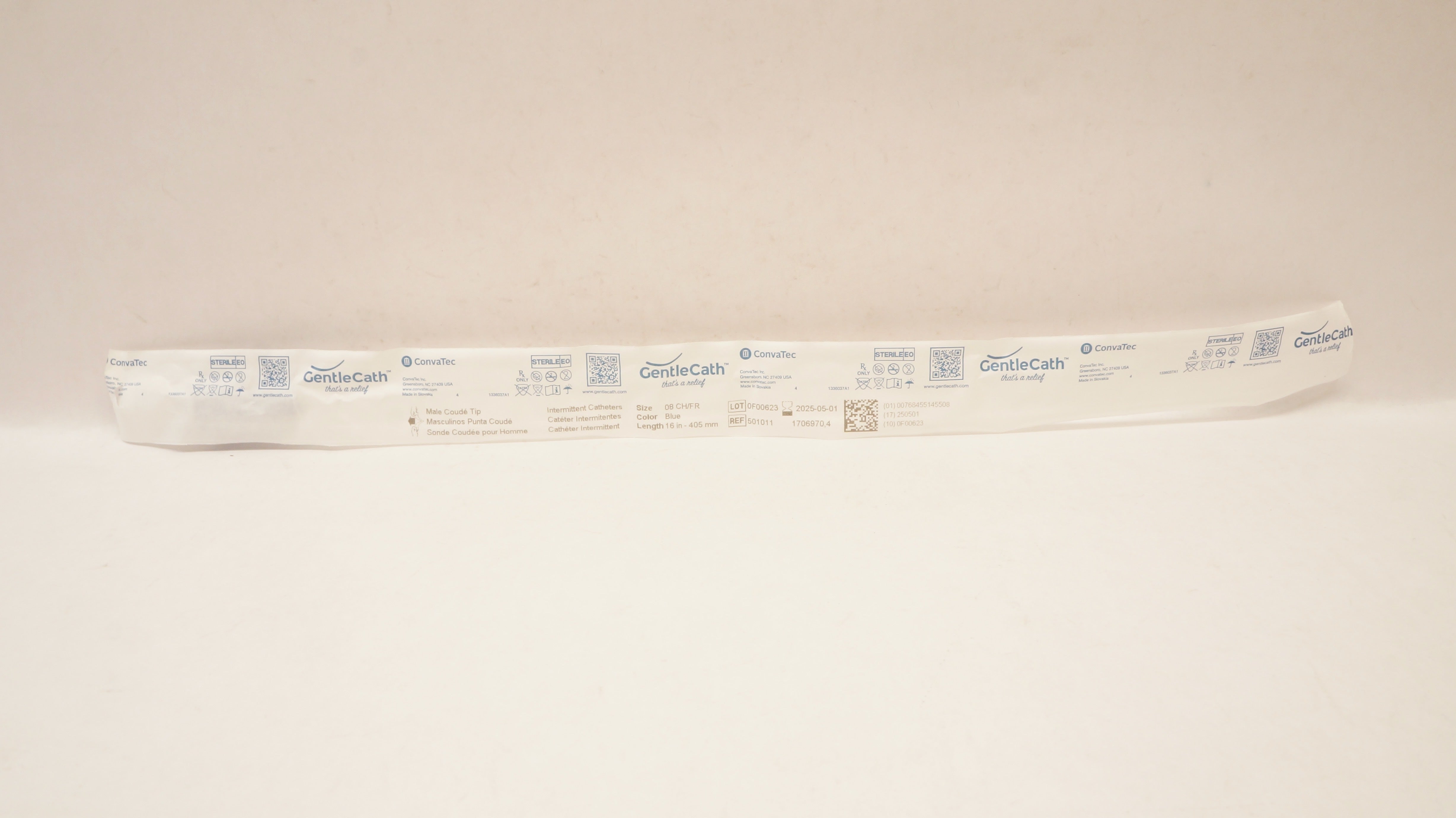 ConvaTec 501011 GentleCath Intermittent Catheters 08CH/FR Blue 16inch-405mm