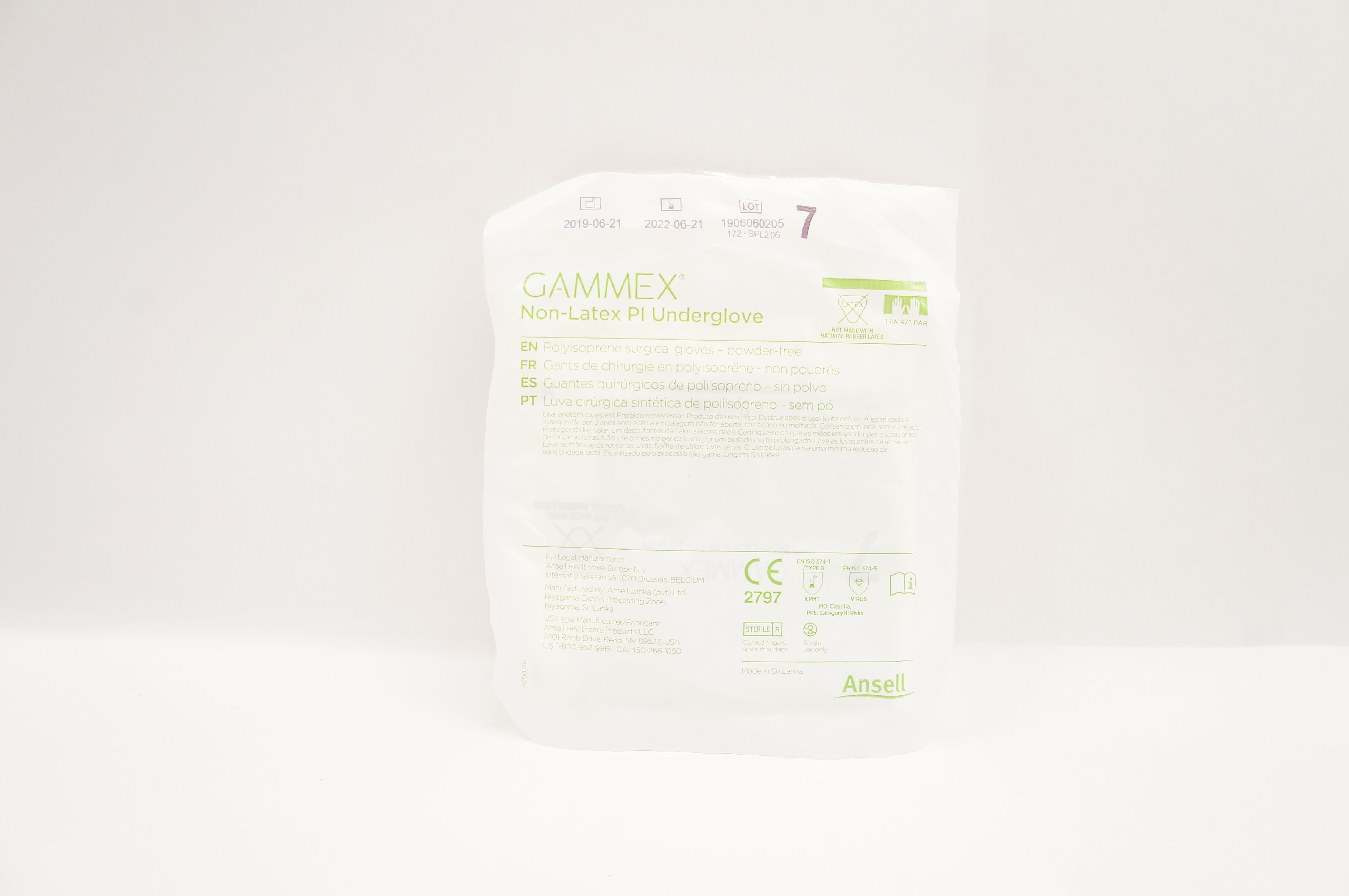 Ansell 20687270 Gammex PI Underglove Polyisoprene Surgical Gloves Size 7