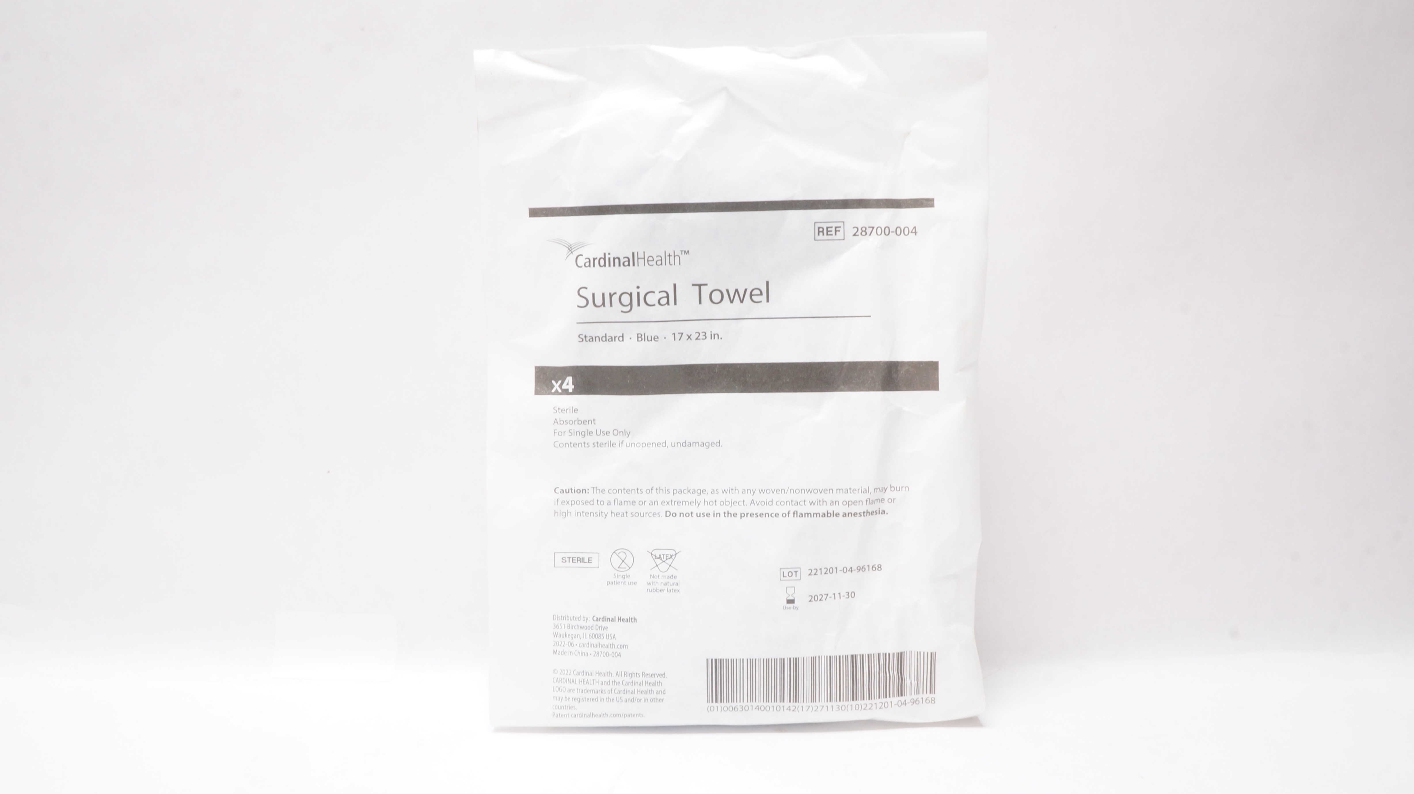 Cardinal Health 28700-004 Surgical Towel Standard,Blue,17 x 23In Pack of 4