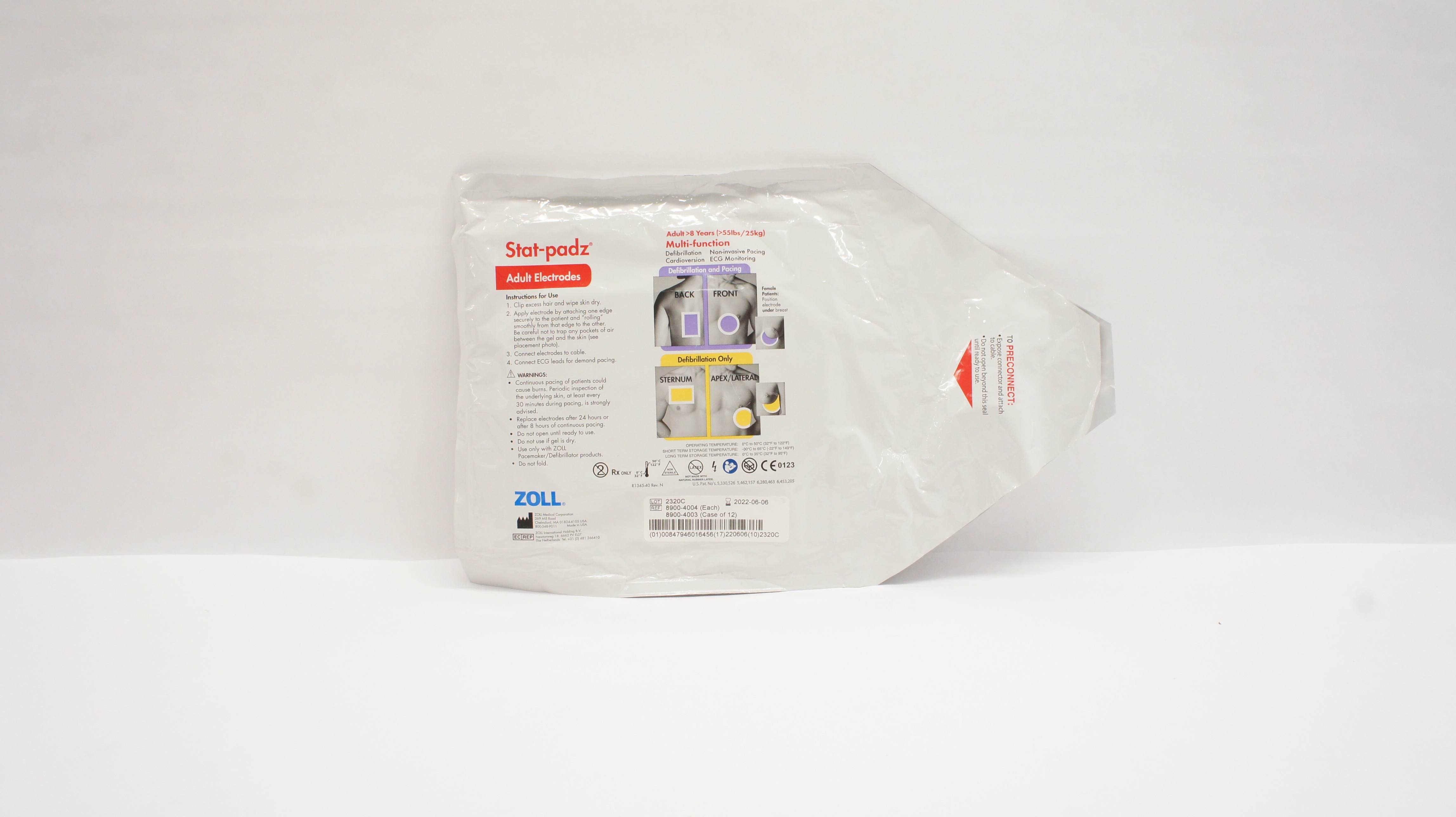 Zoll 8900-4004 Stat-padz Multi-Function Adult Electrodes >8 Years >55 lbs (x)