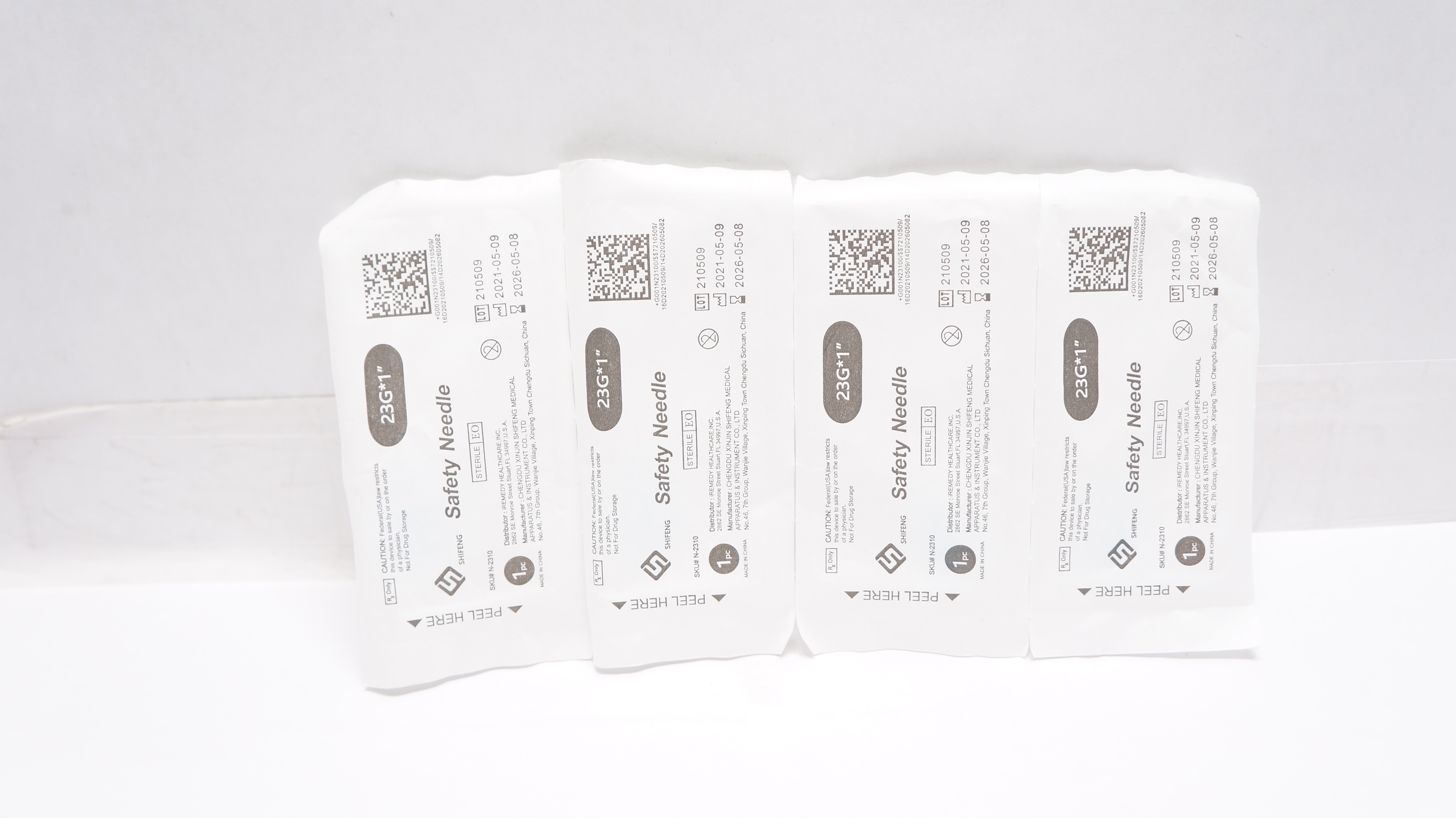 Chengdu Xinjin Shiefing Medical N-2310 Safety Needle 23G*1In - Lot of 4