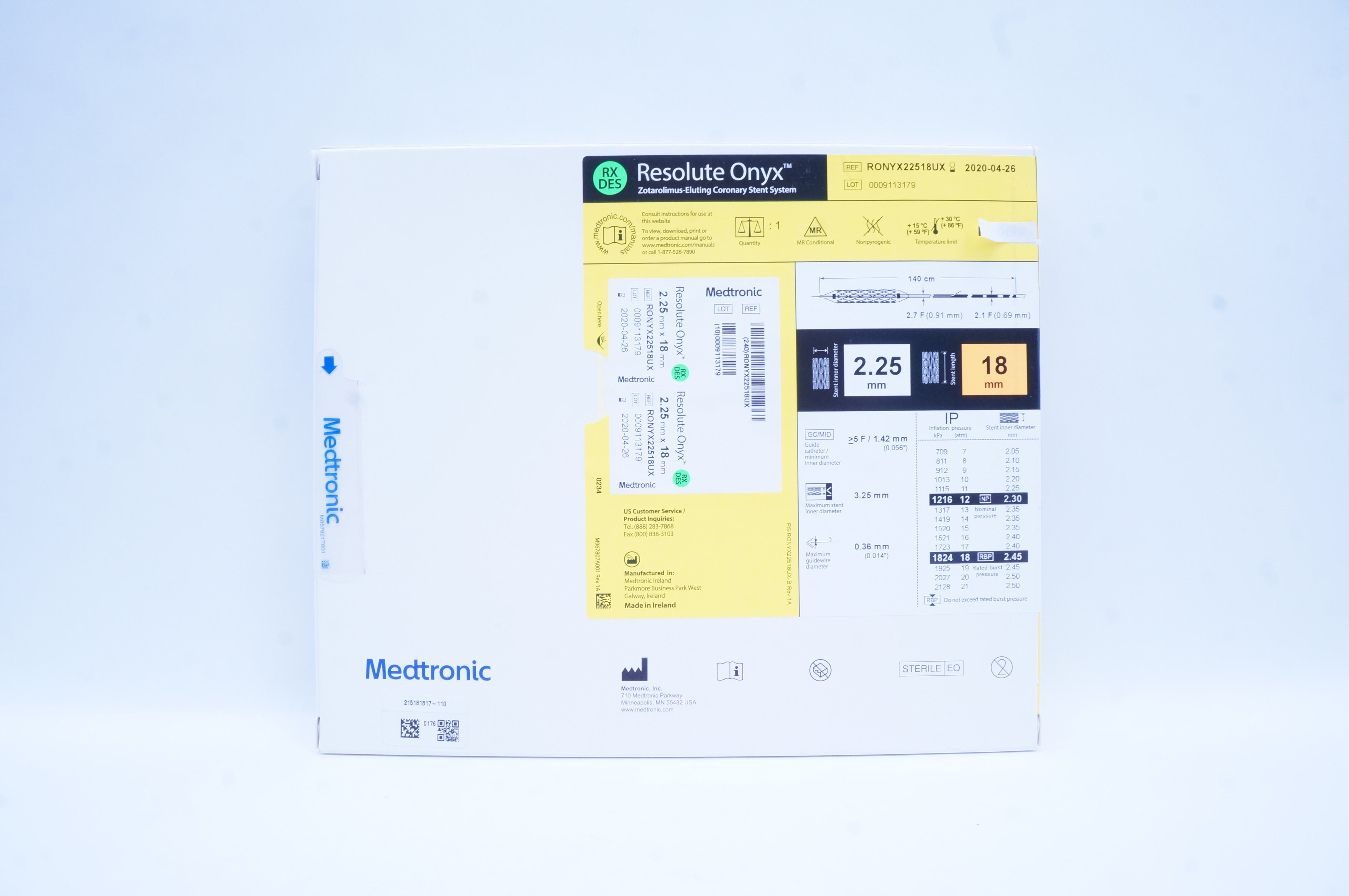 Medtronic RONYX22518UX Resolute Onyx Coronary Stnt. System 2.25mm x 18mm (x)