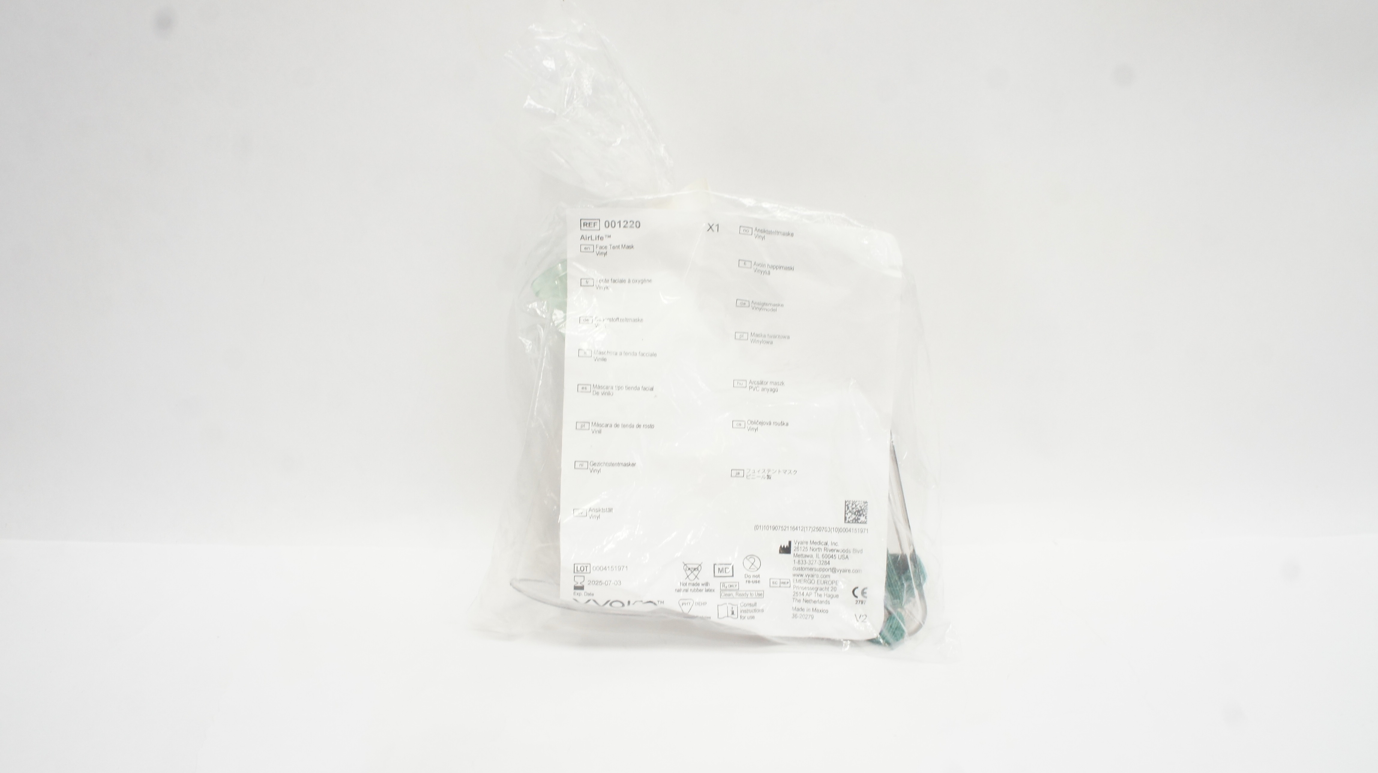 Vyaire 001220 AirLife Face Tent Mask Vinyl