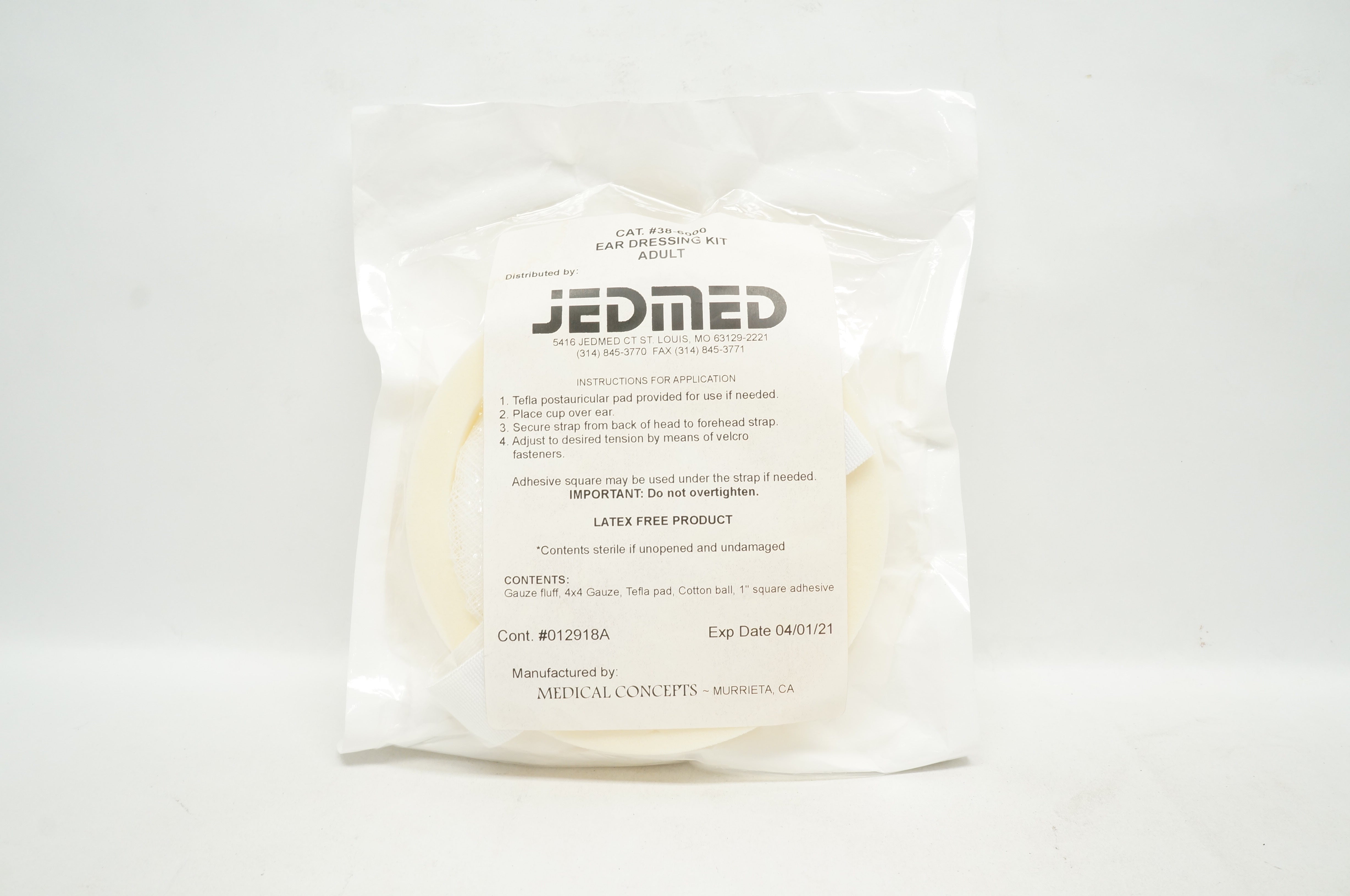 JEDMED 386000 Medical Concept, Ear Dressing Kit, Adult (x)