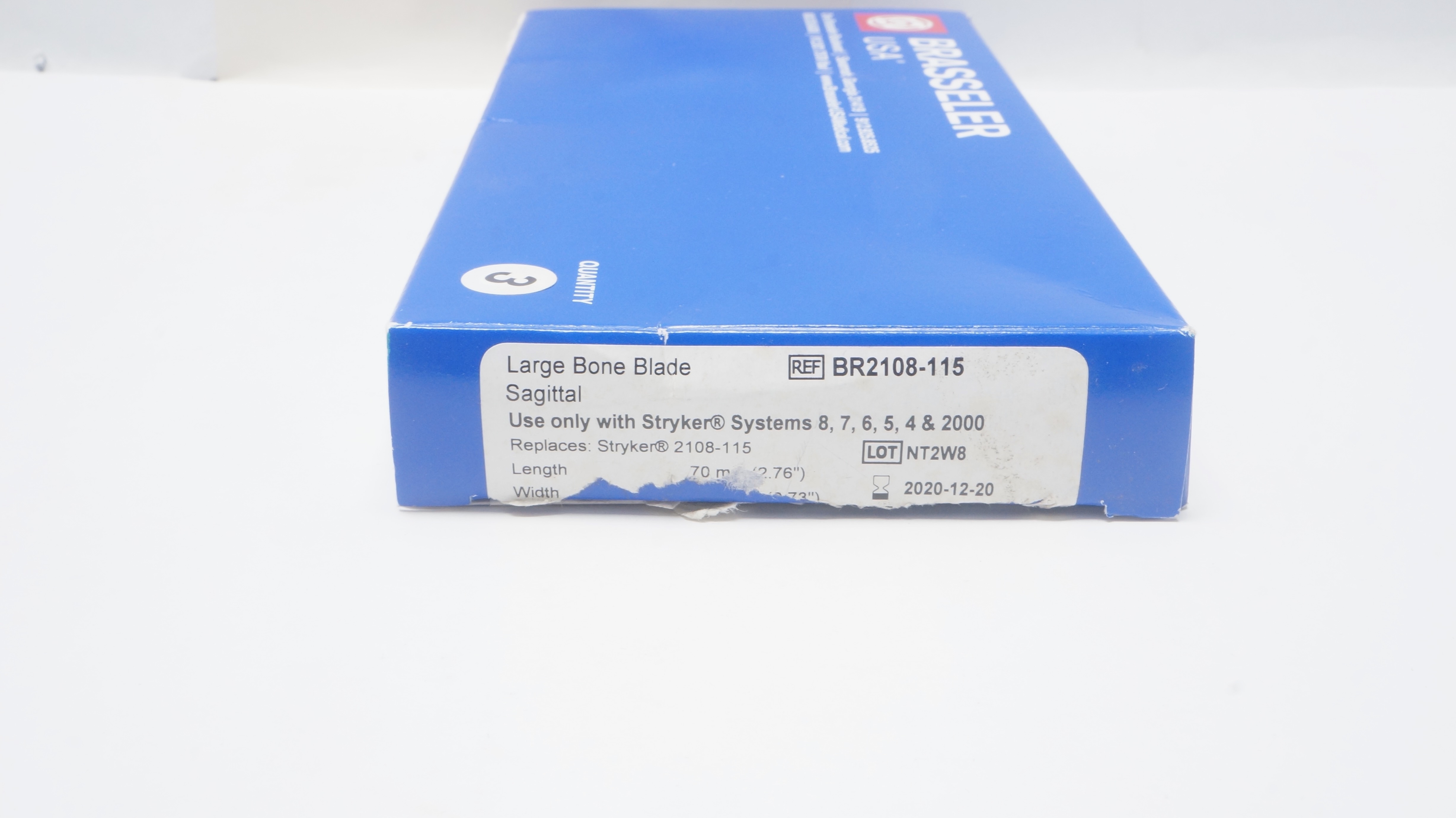 Brasseler BR2108-115 Large Bone Blade 2.76 x 0.73 x .036 x .031inch(x) - Box of 3
