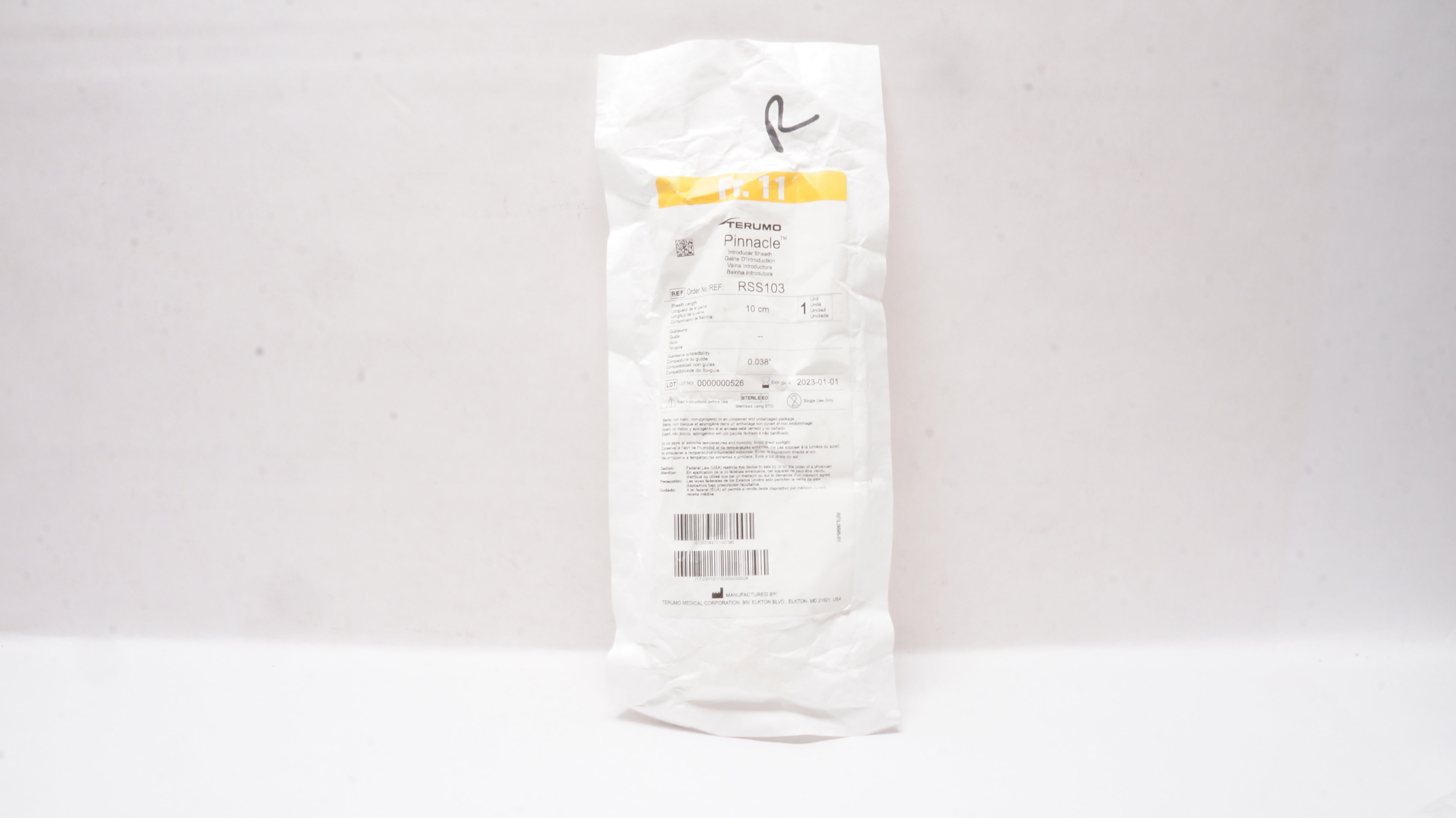 Terumo RSS103 Pinnacke Introducer Sheath 11Fr. x 10cm (x)