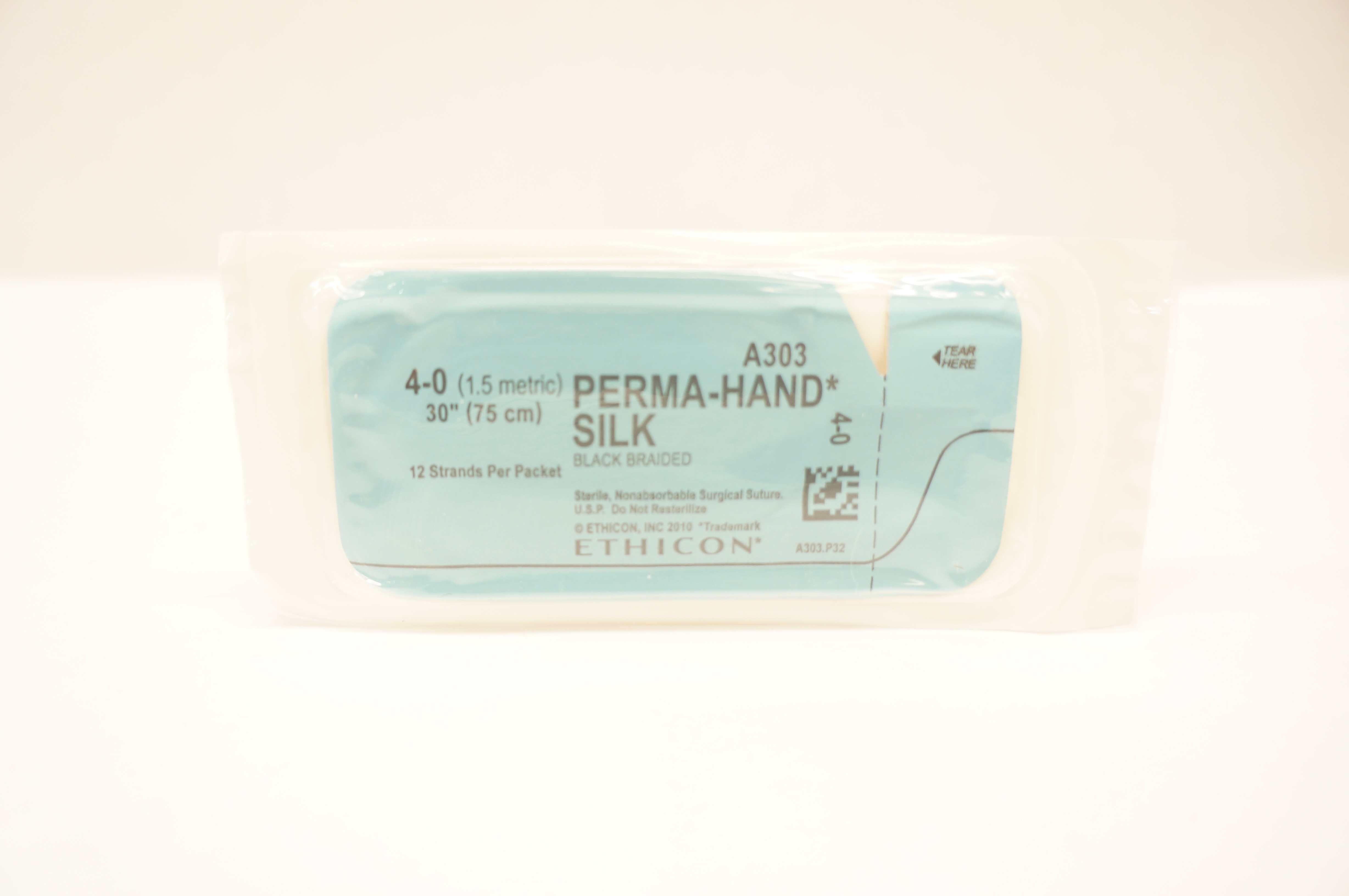 Ethicon A303 4-0 Perma-Hand Silk Surgical Stre, Black Braided 30 inch