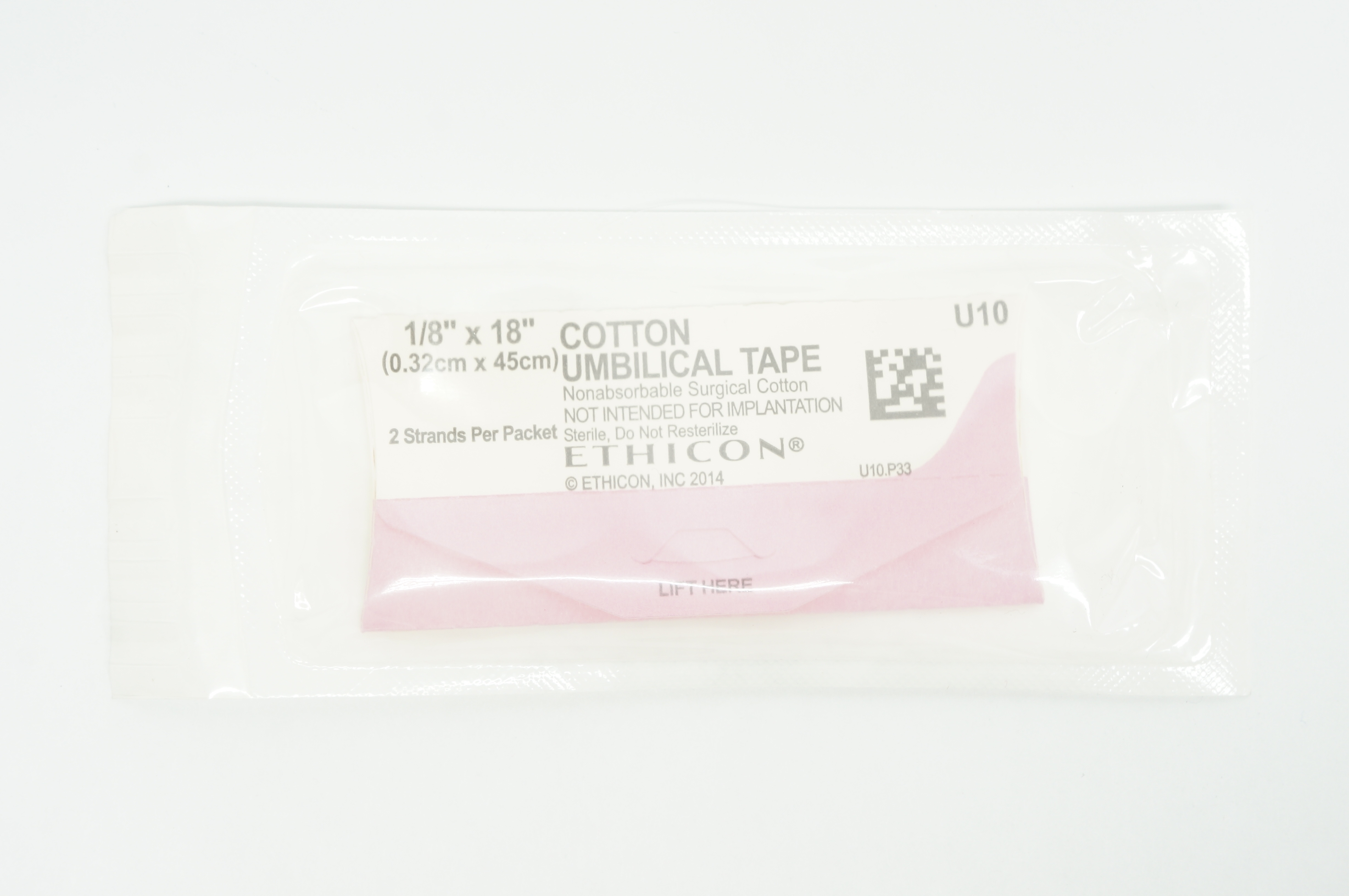 Ethicon U10 Cotton Umbilical Tape 1/8inch x 18inch