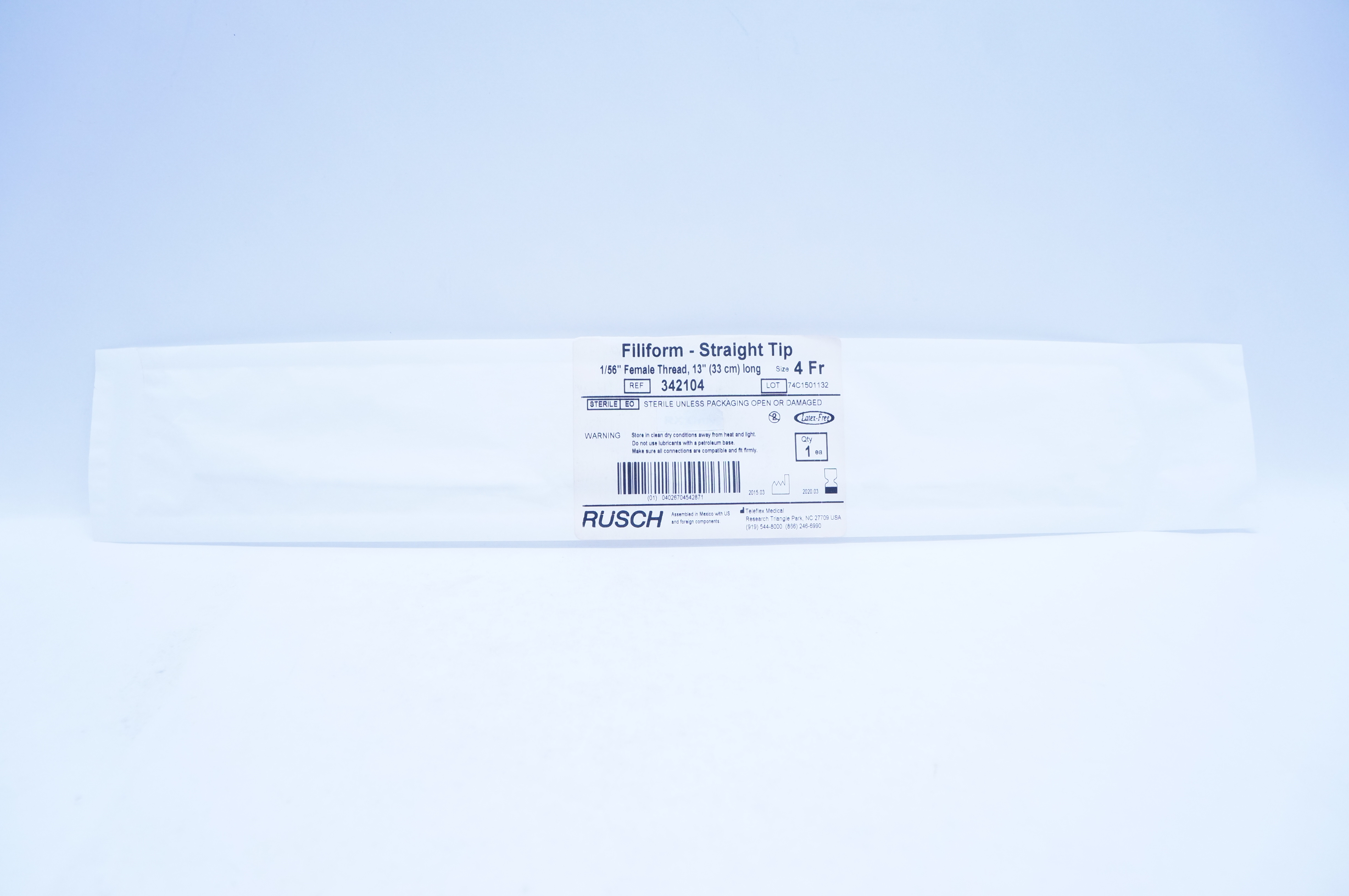 Teleflex 342104 Rusch Filiform - Straight Tip 1/56 inch x 13 inch, Size 4 Fr (x)