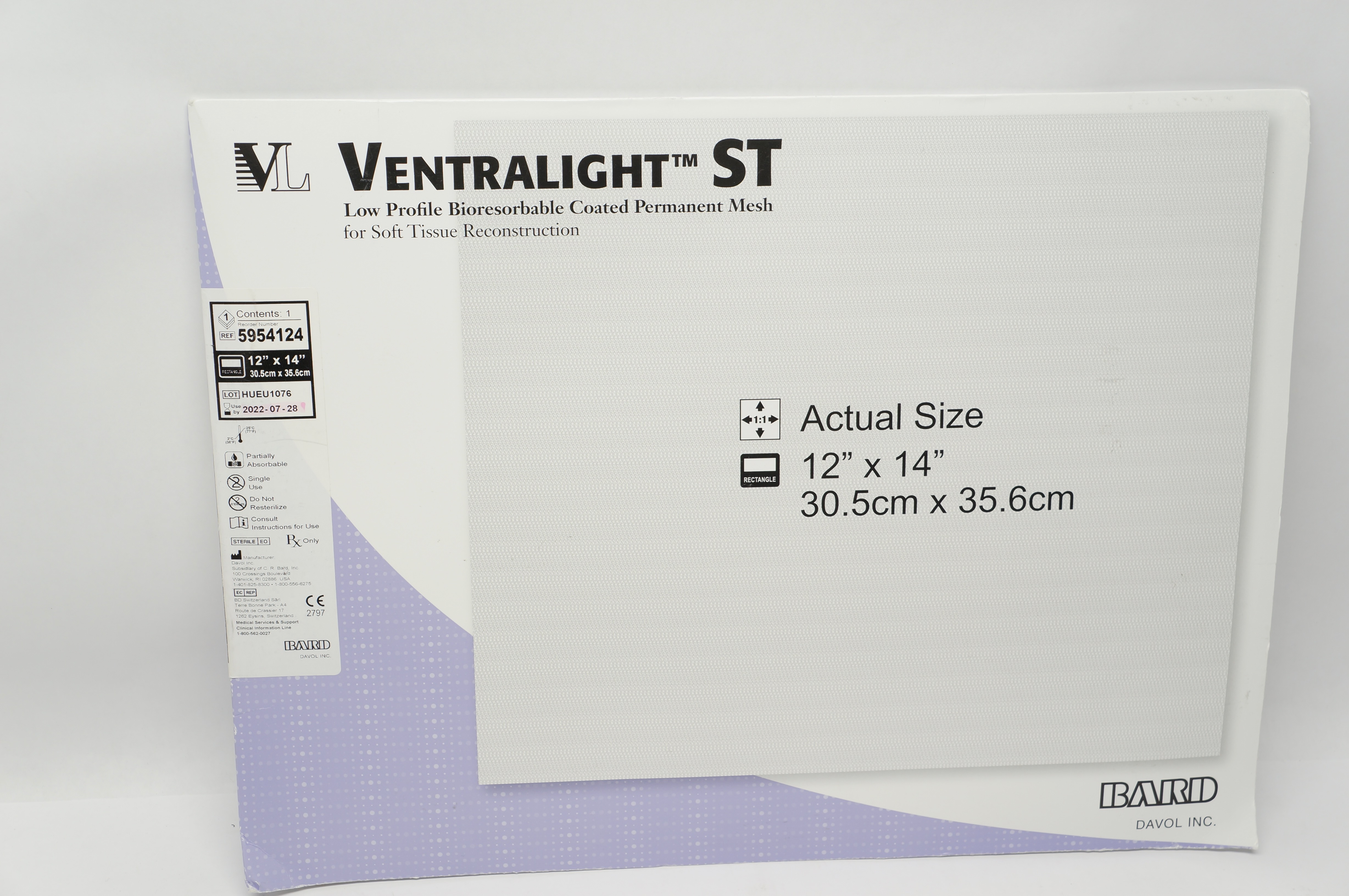Bard 5954124 Ventralight ST Low Profile Bioresorbable Coated 12inch x 14inch (x)