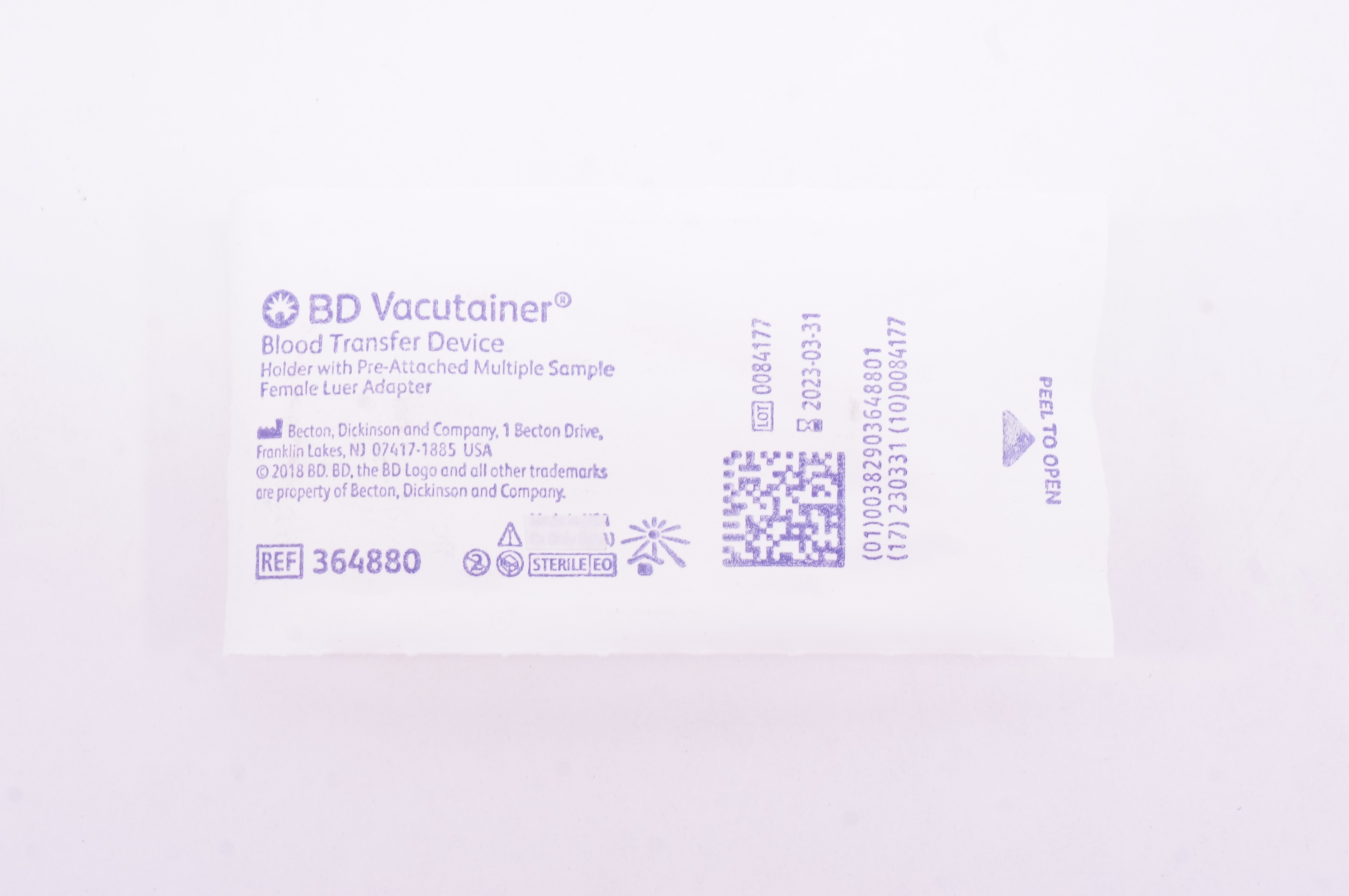 BD 364880 Vacutainer Blood Transfer Device