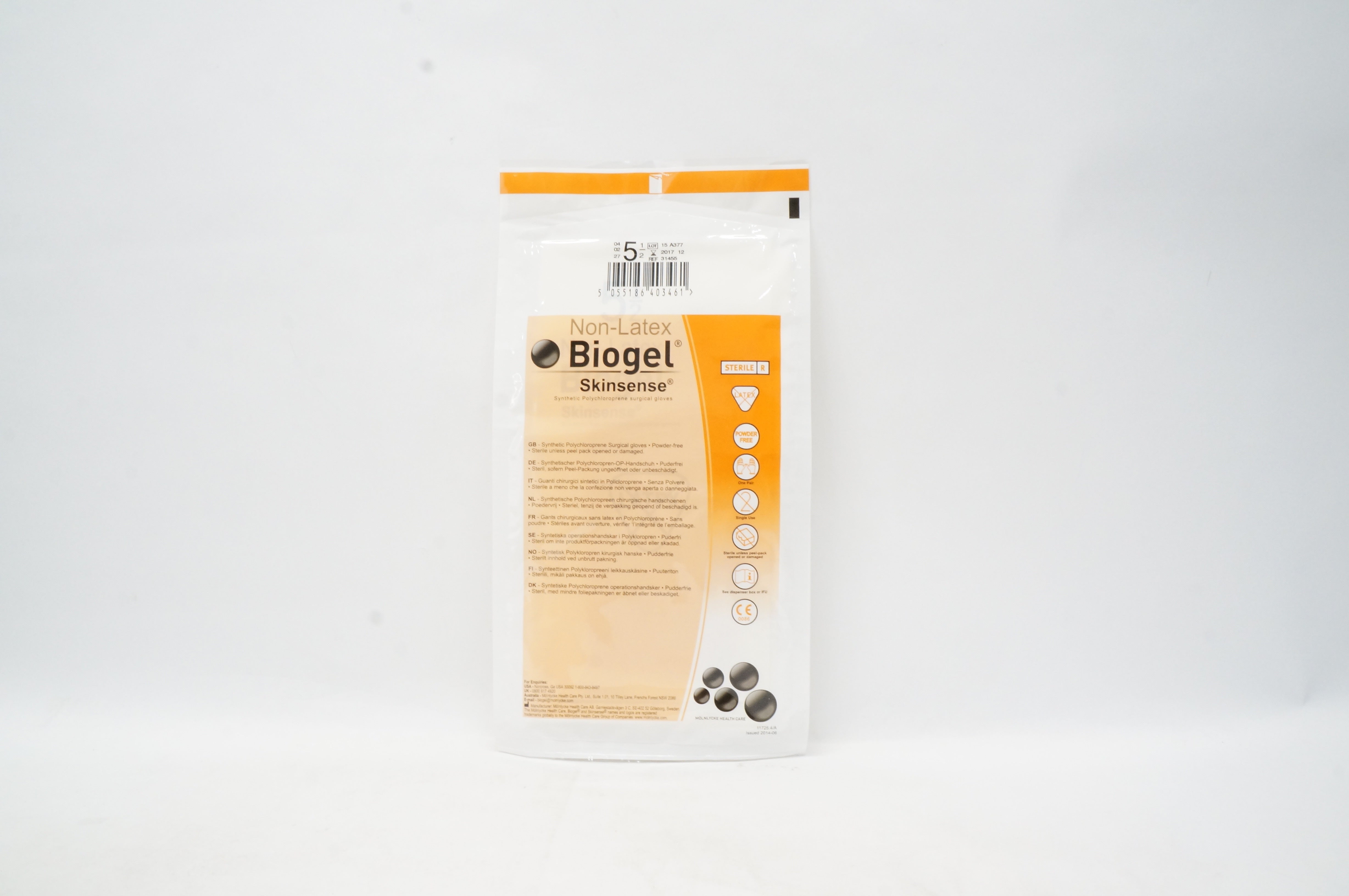 Molnlycke Healthcare 31455 Biogel Skinsense Surgical Gloves Size 5.5 (x)