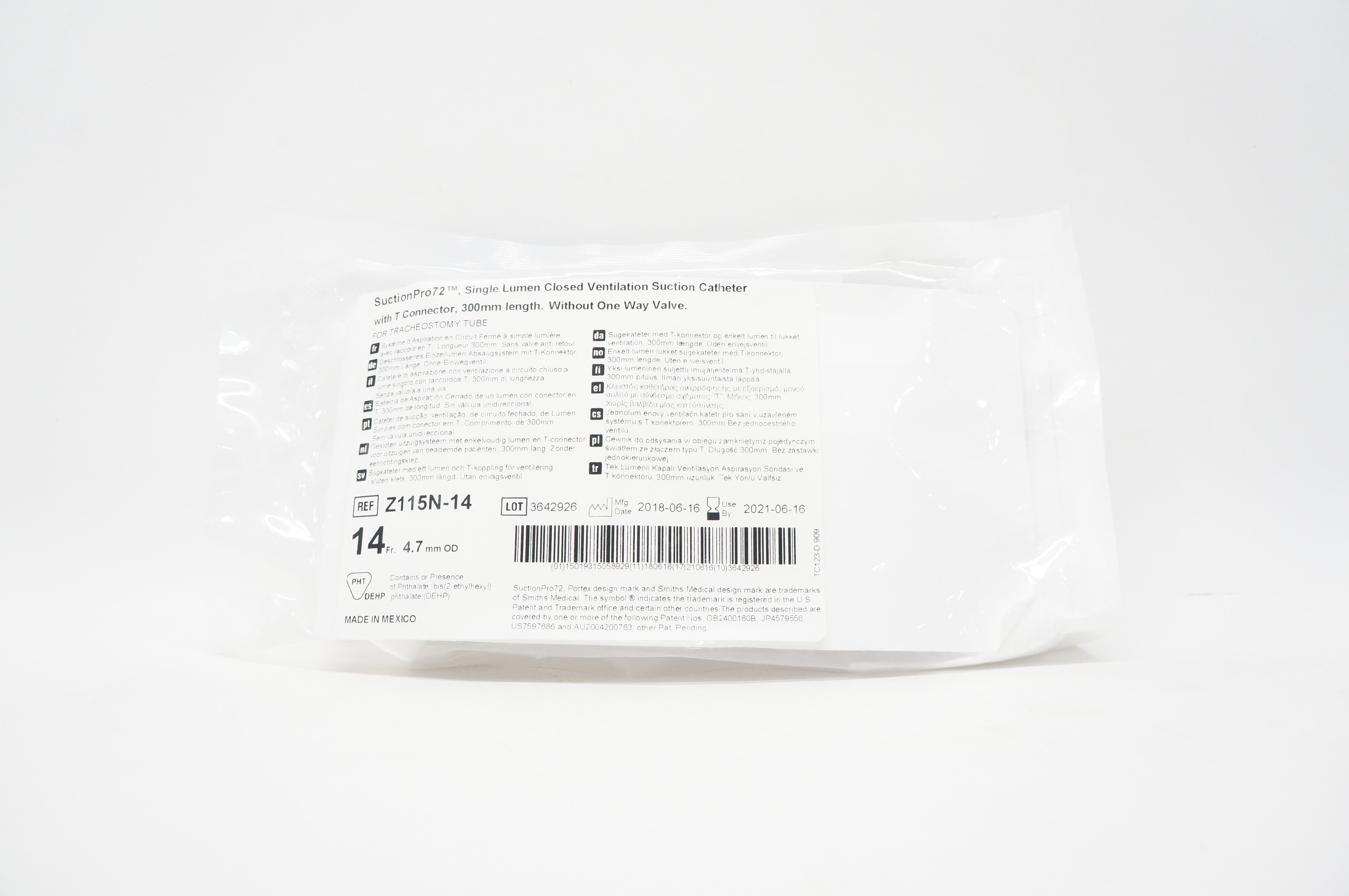 Portex Z115N-14 SuctionPro72 Single Lumen Closed Ventilation Suction Cath. (x)