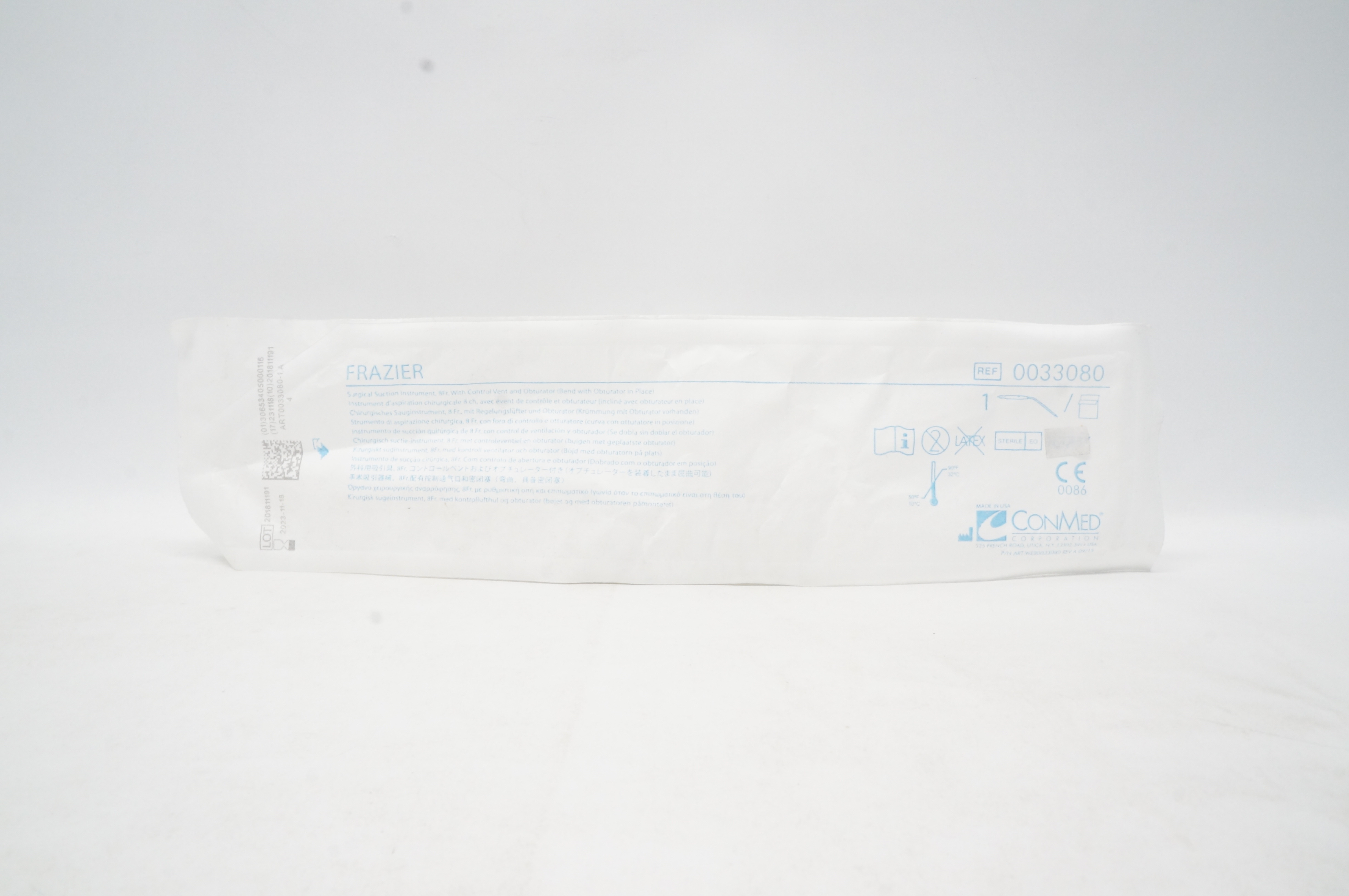 ConMed 0033080 FRAZIER Surgical Suction Instrument, 8Fr.