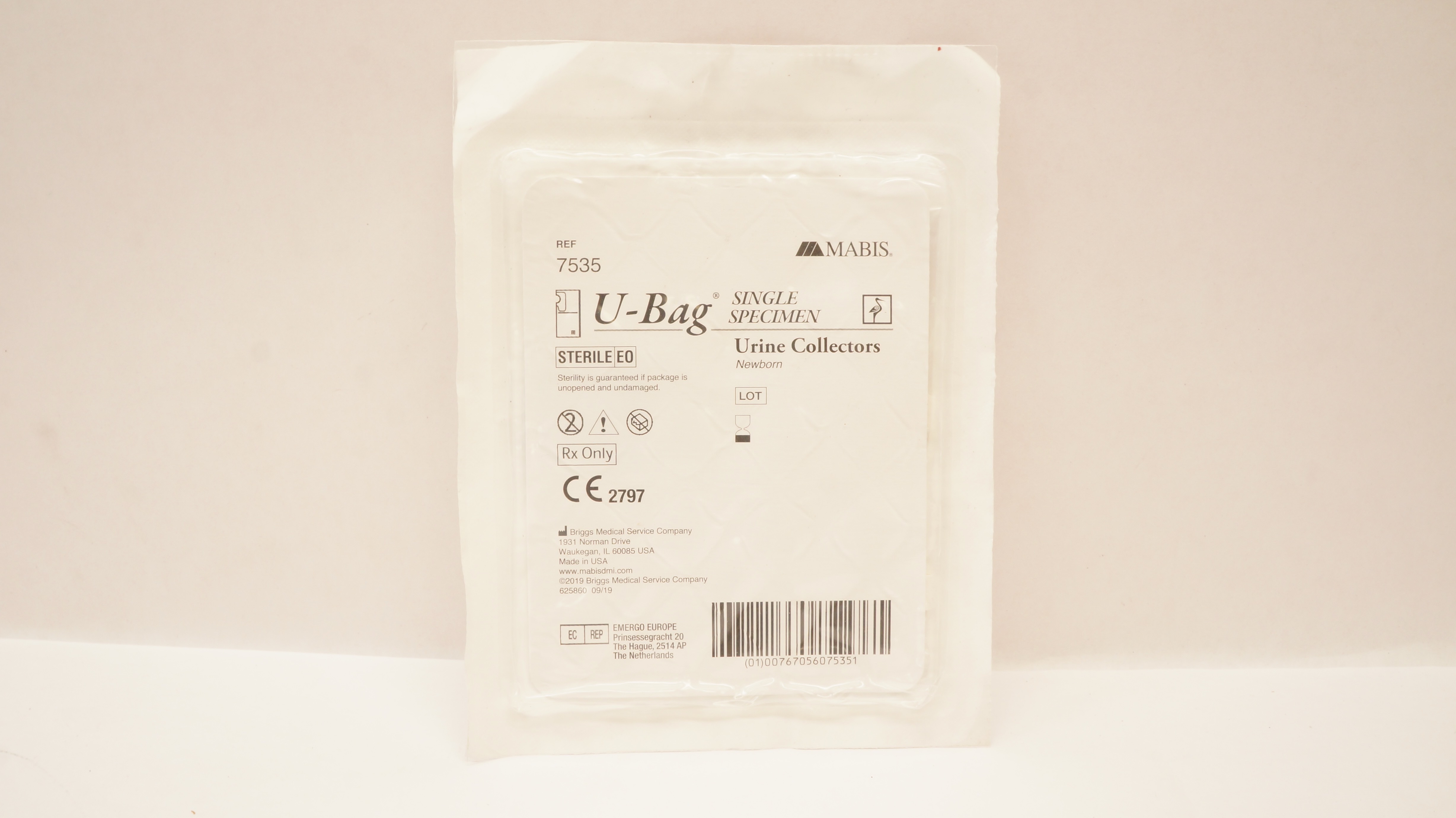 Briggs 7535 Mabis Healthcare U-Bag Single Specimen Urine Collectors Newborn