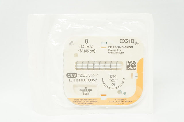 Ethicon CX21D 0 Ethibond Excel CT-1 36mm 1/2c Taper, 18inch (x)