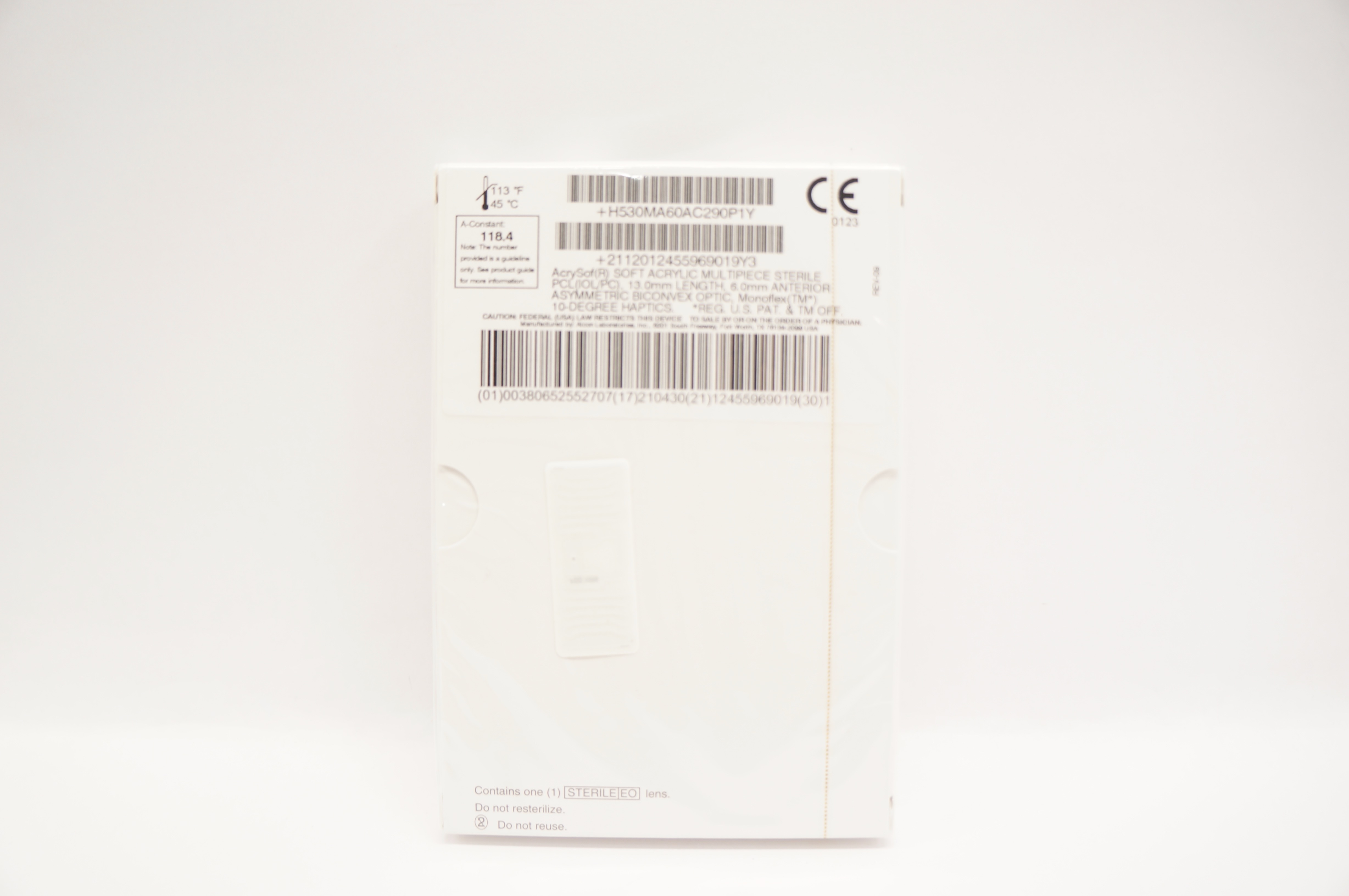 Alcon MA60AC AcrySof Intraocular Lens 29.0D, Length 13.0mm Optic