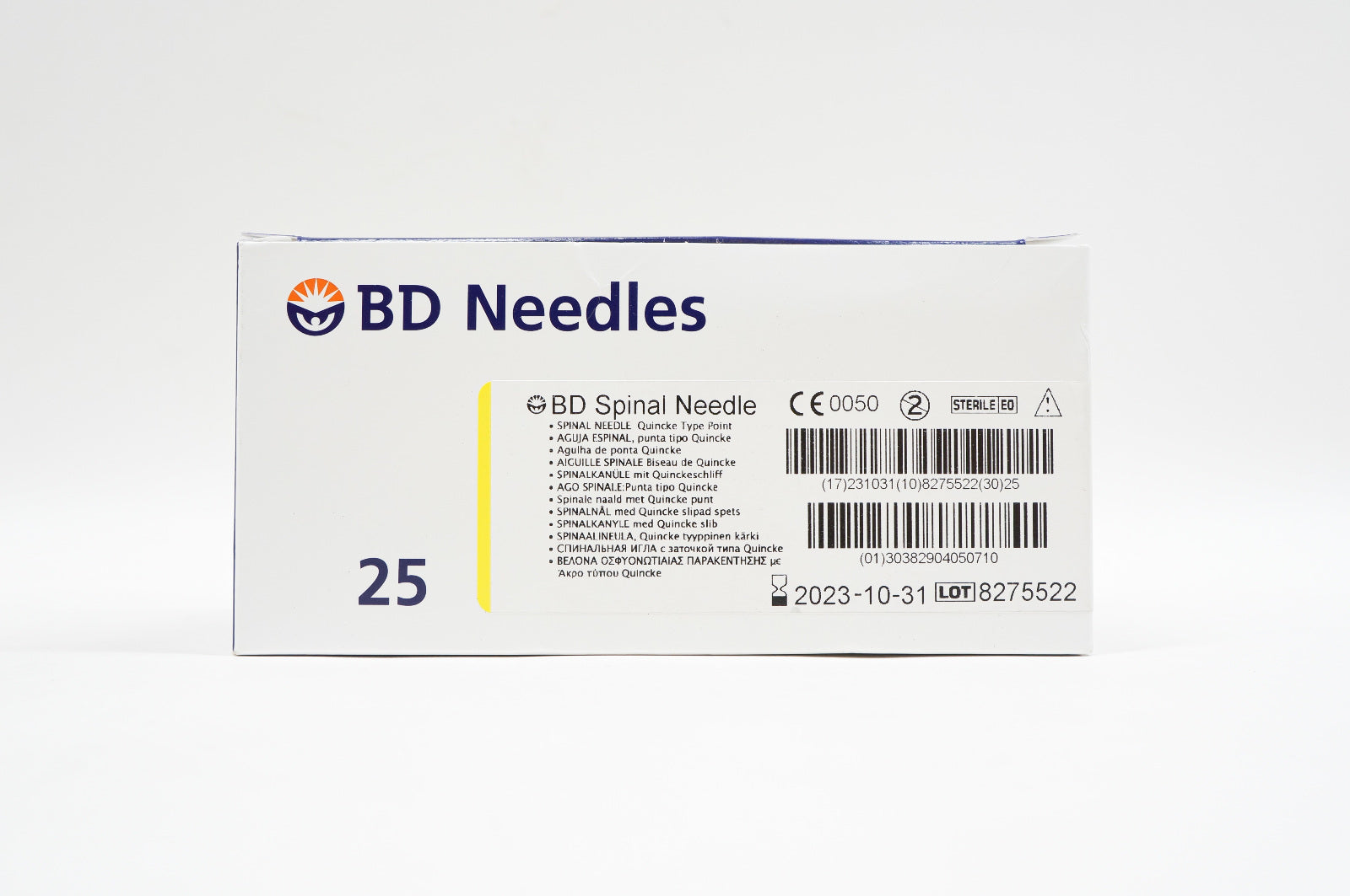 BD 405071 Spinal Ndle. Quincke Type Point 20G x 2.50inch - Box of 20