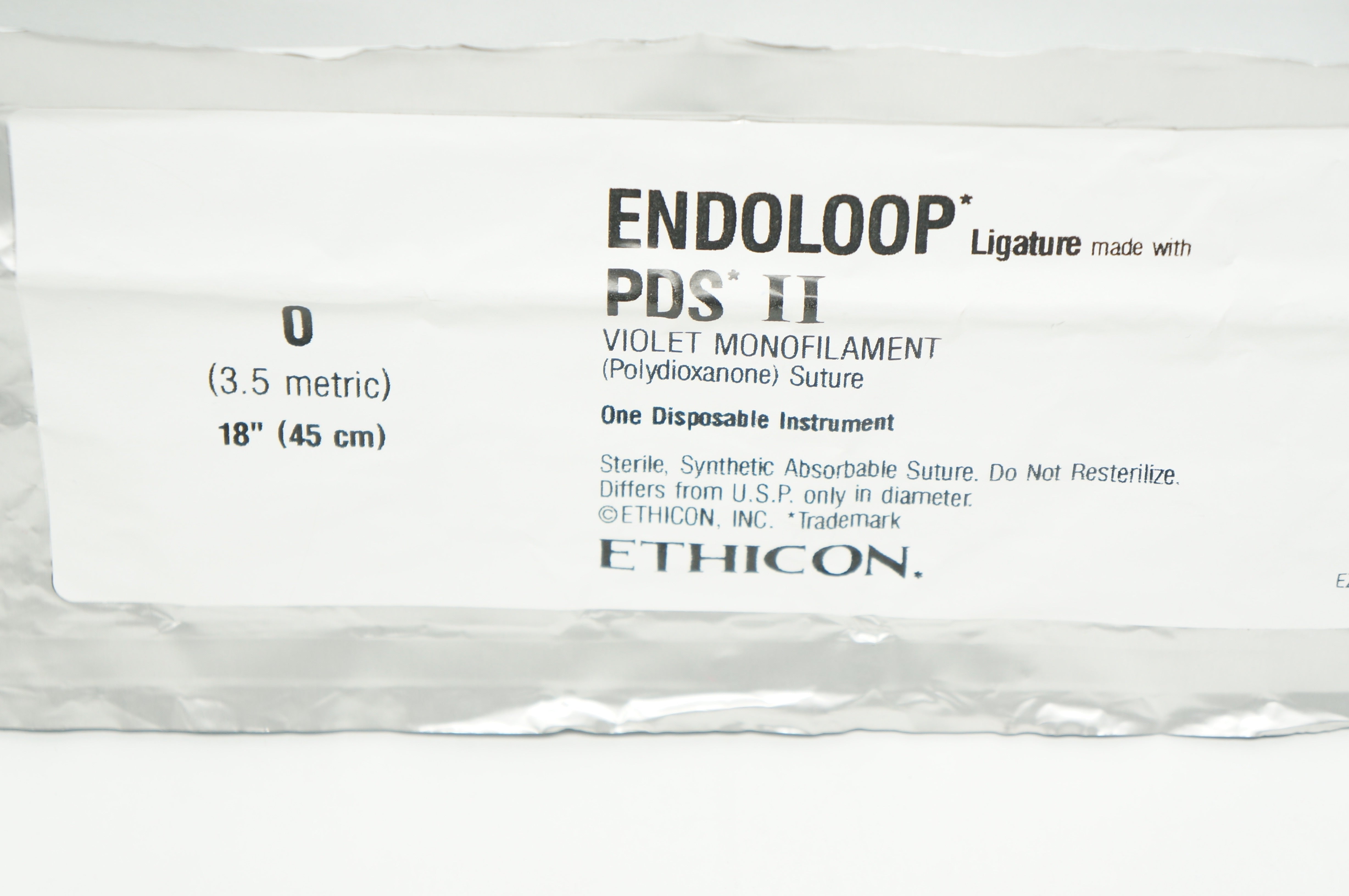 Ethicon EZ10 0 Endoloop Ligature PDS II Violet Monofilament Stre