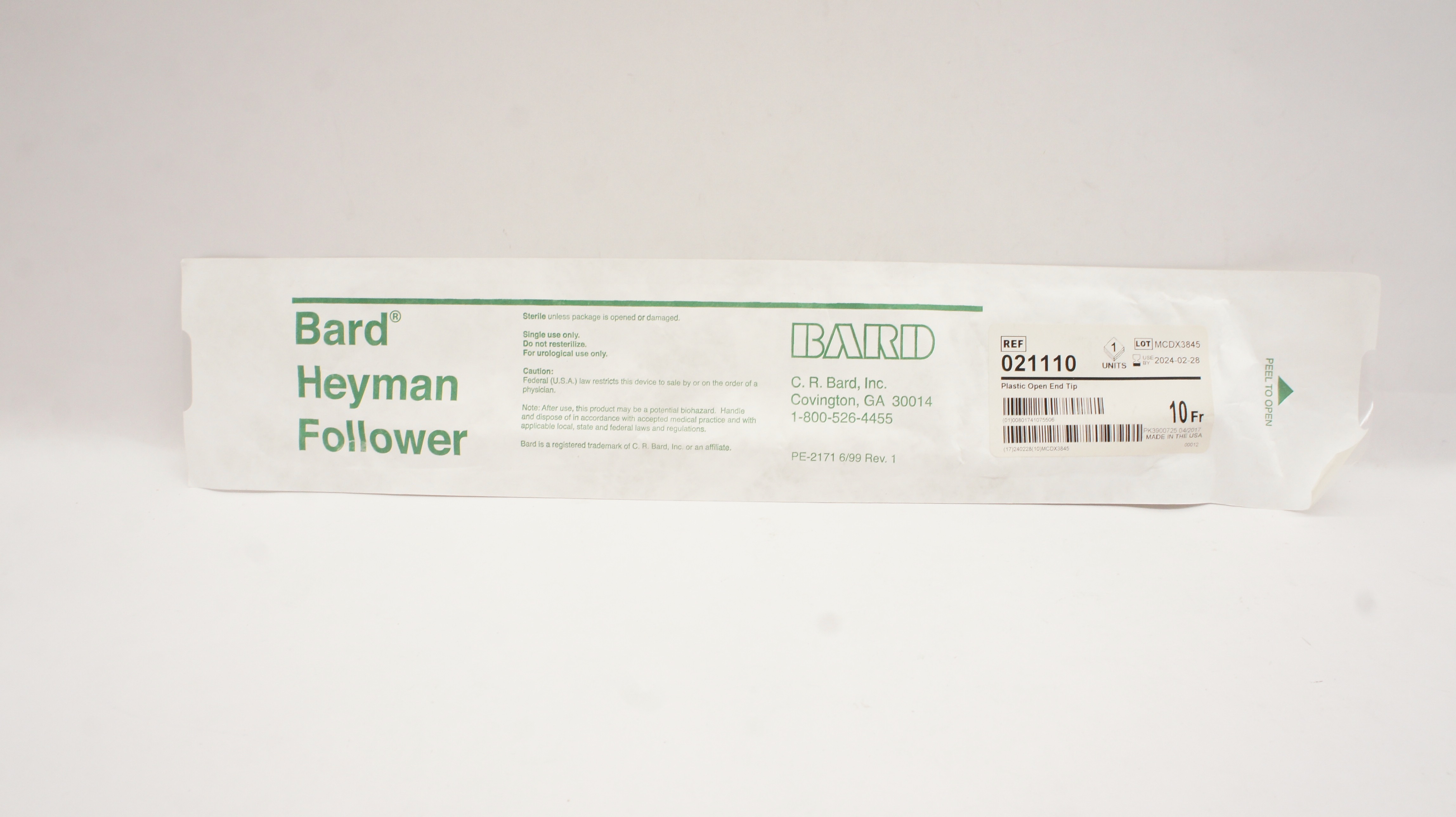 Bard 021110 Heyman Follower Straight Tip 10 Fr.