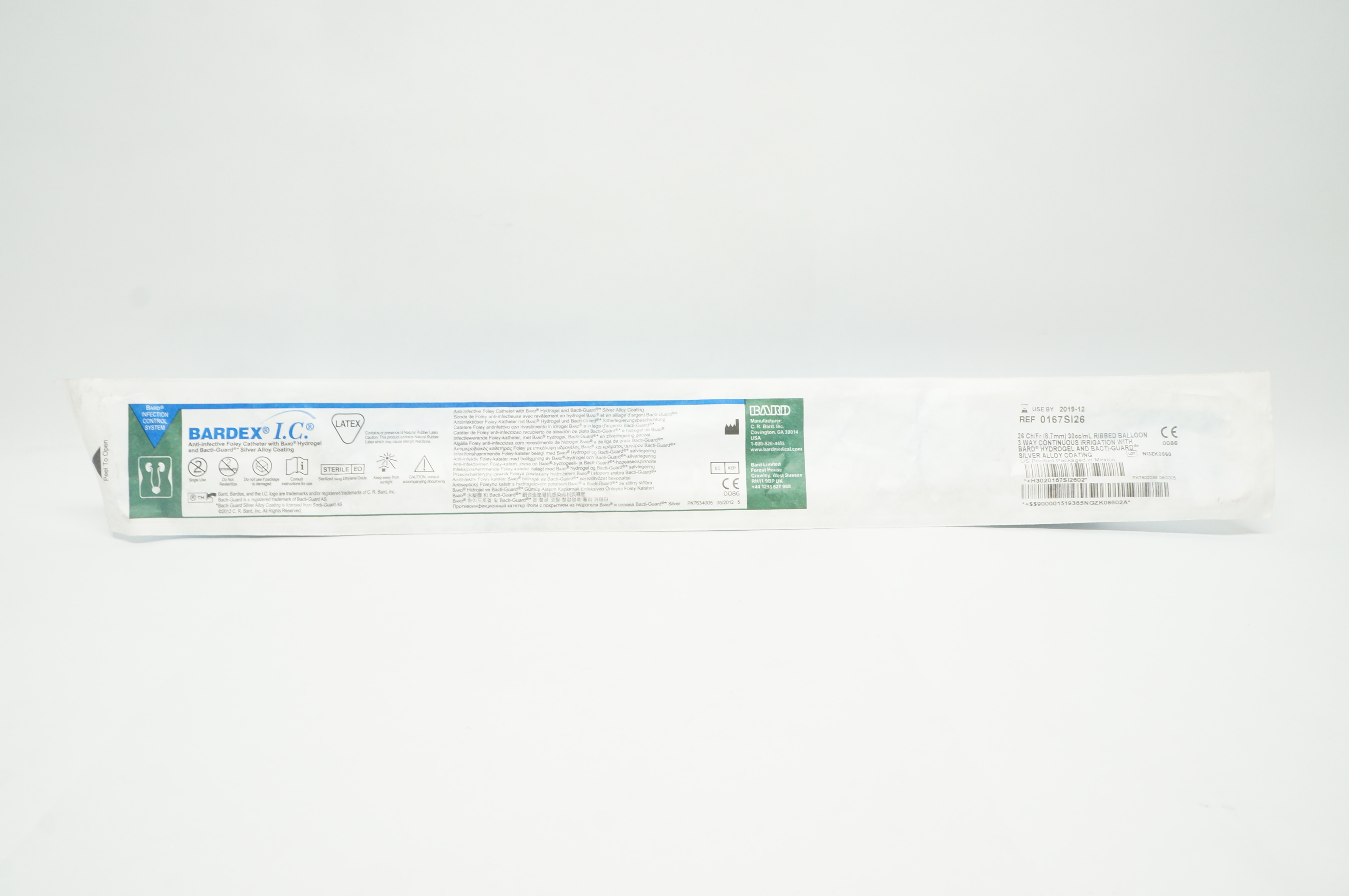Bard 0167SI26 Bardex I.C. Anti-Infective Foley Cath. 3 Way 26Fr. 30 cc (x)